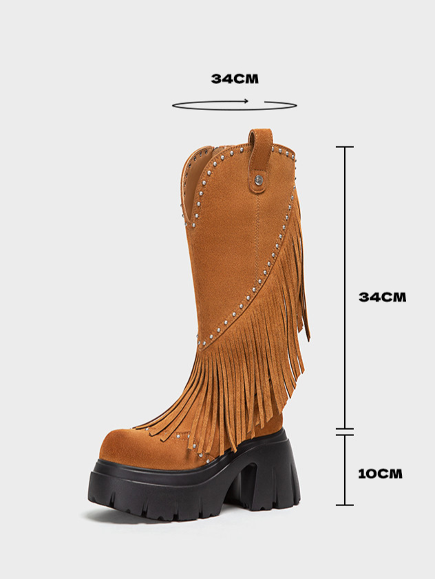 Western Fringe Tall Boots