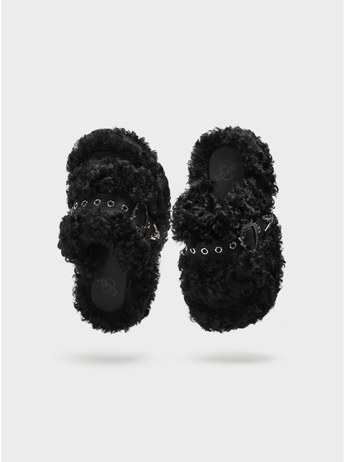 Teddy Fur Platform Mules