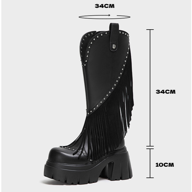 Studded Fringe Western Boots