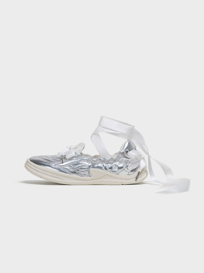 Silver Ribbon Ballet Flats