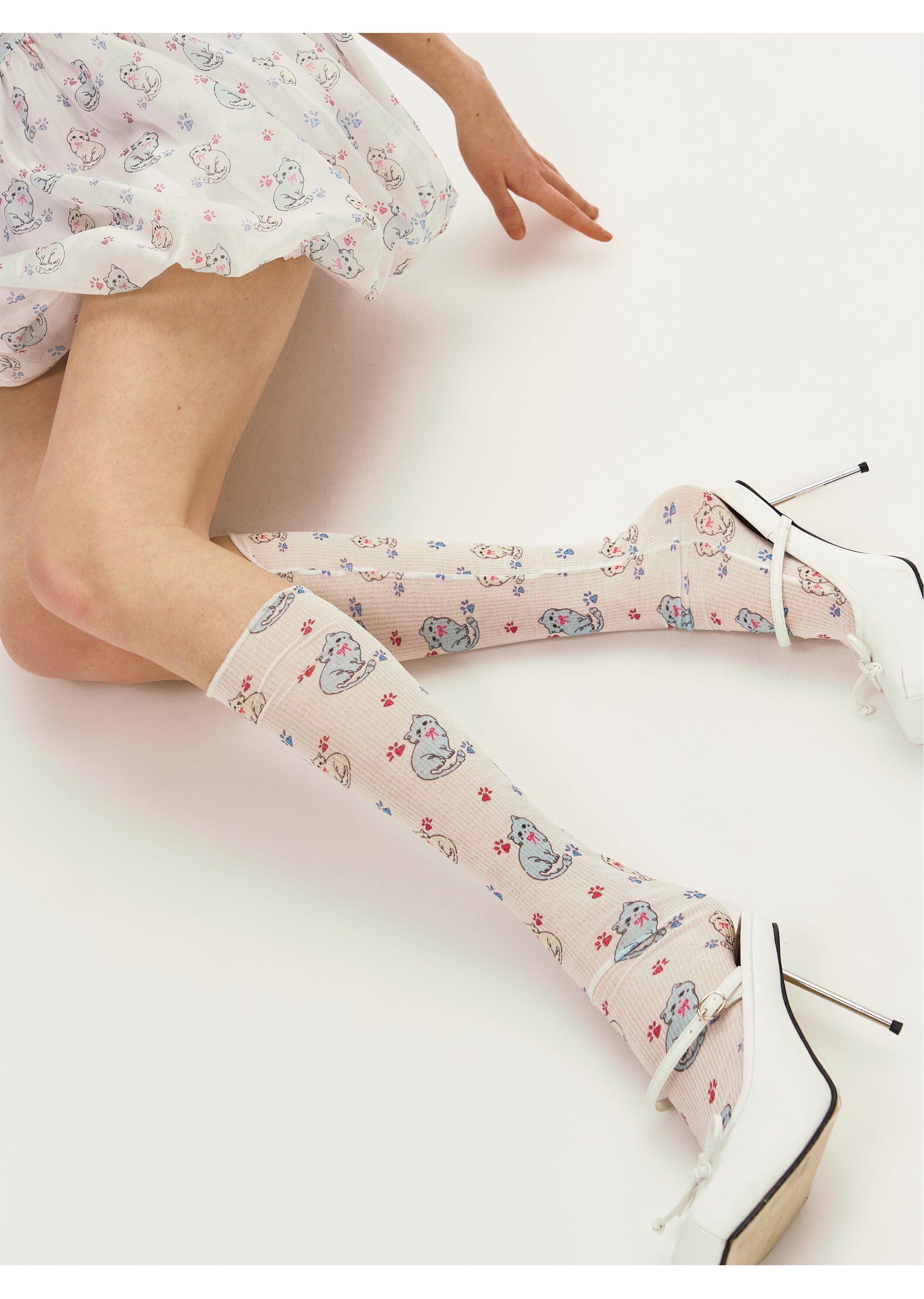 Cat Print Knee Socks
