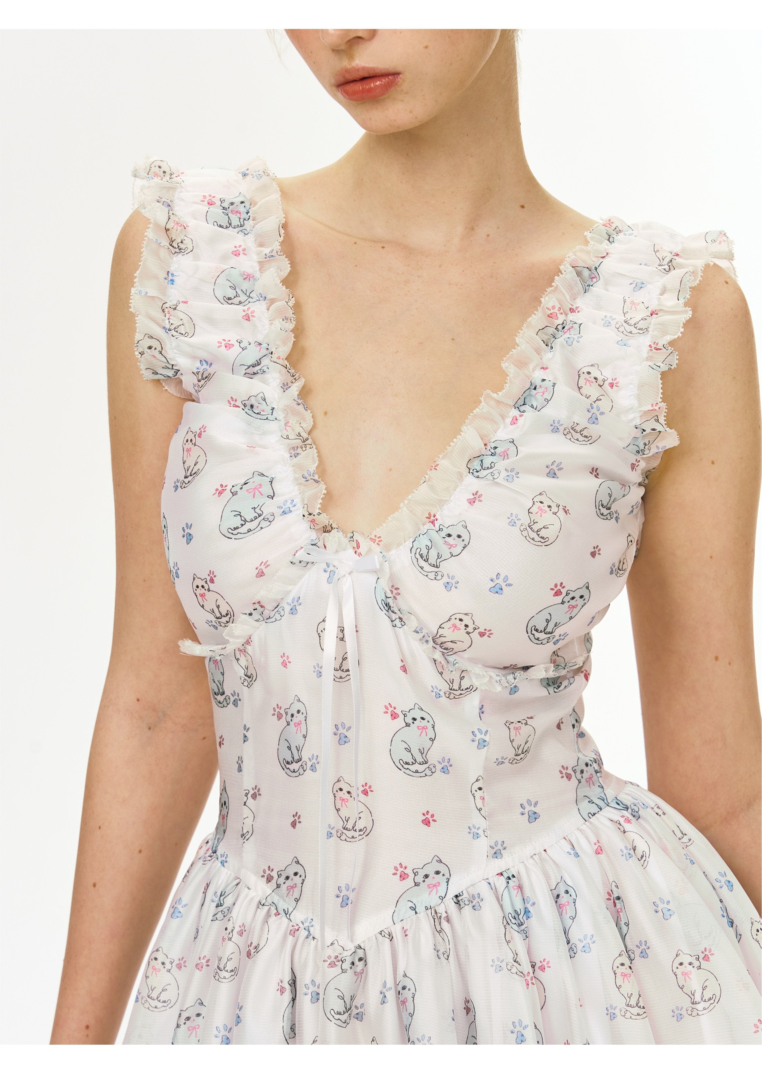 Cat Print Bubble Dress