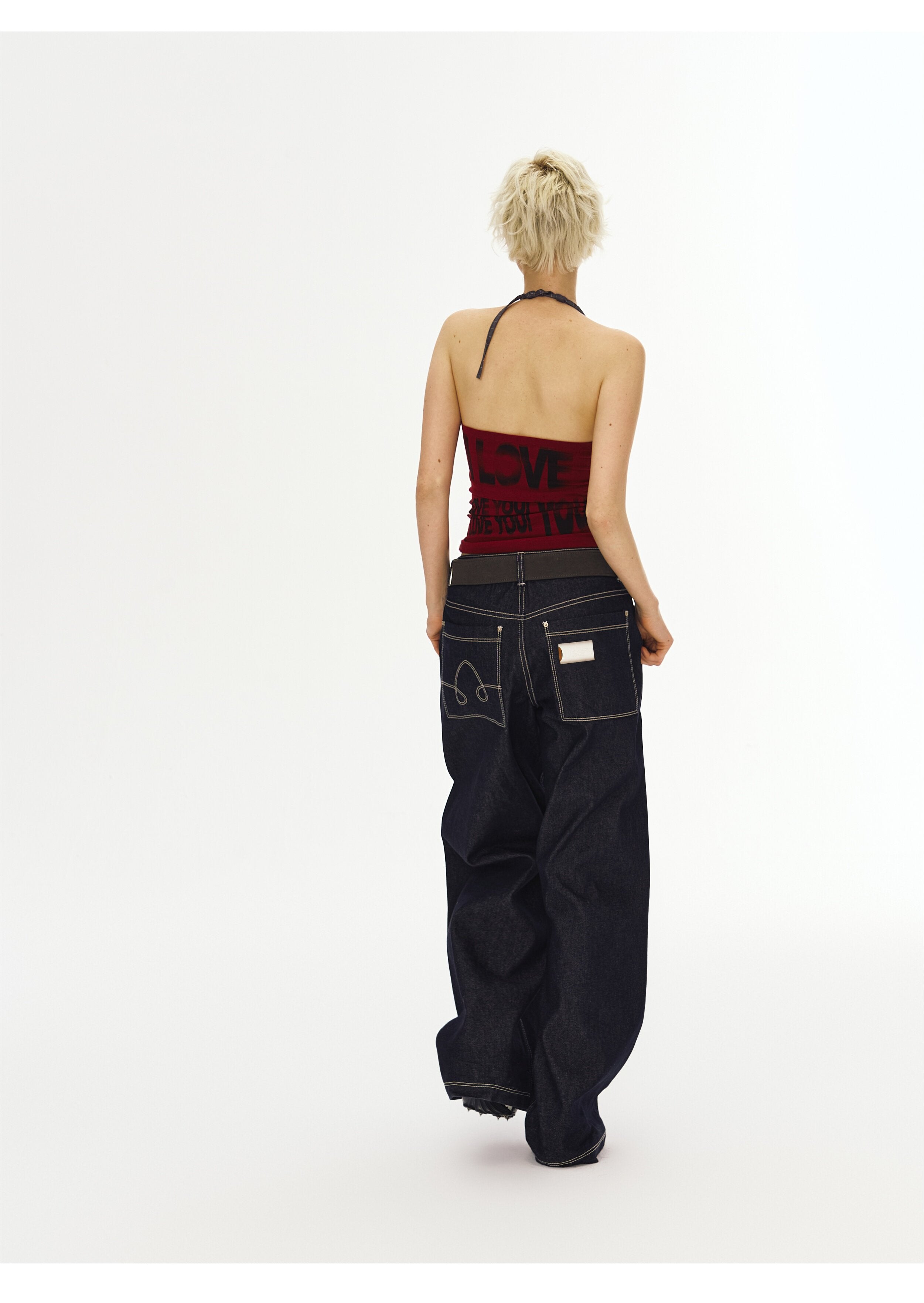 Wide-Leg Raw Denim Pants