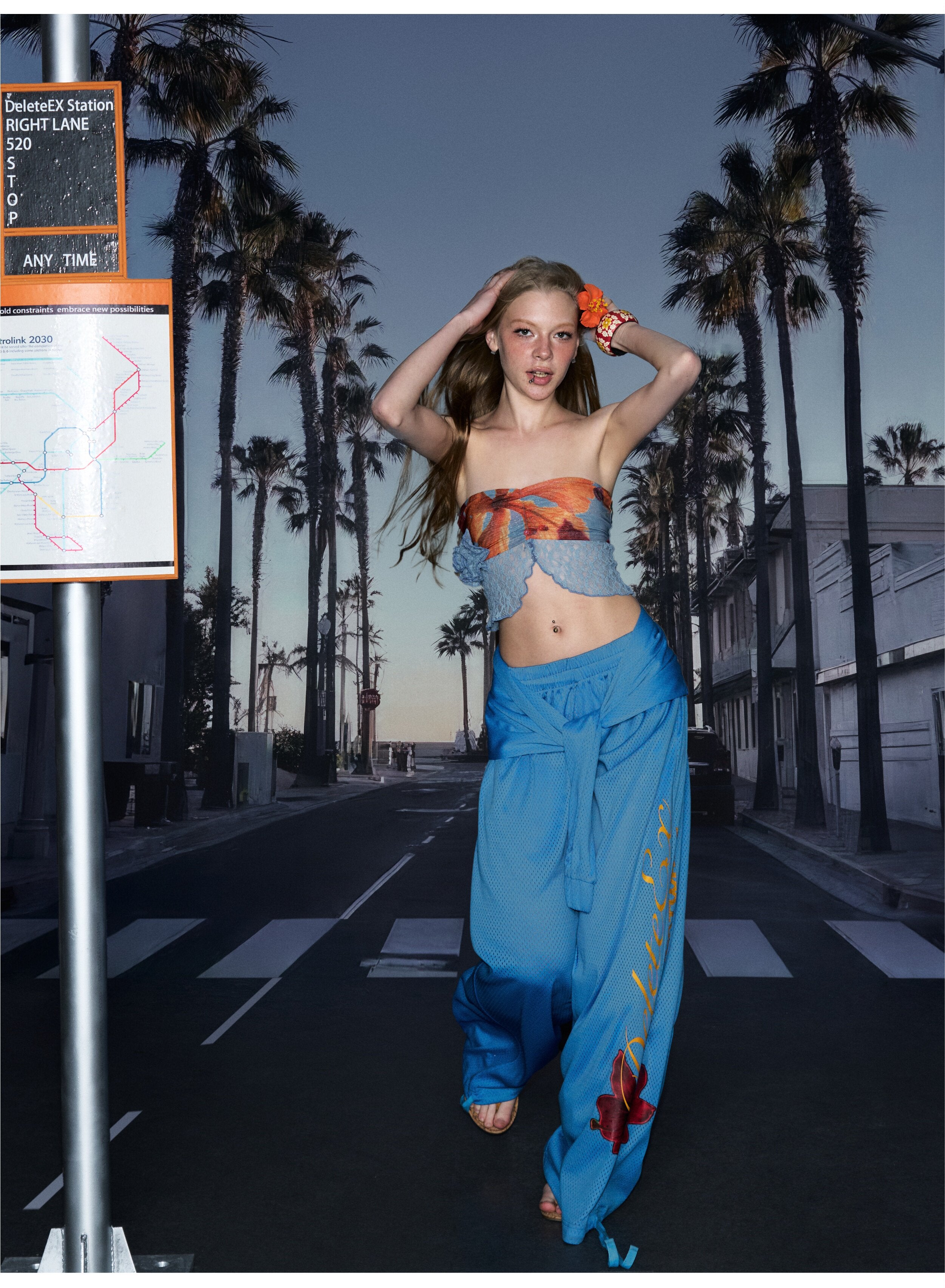 Printed Wide-Leg Pants