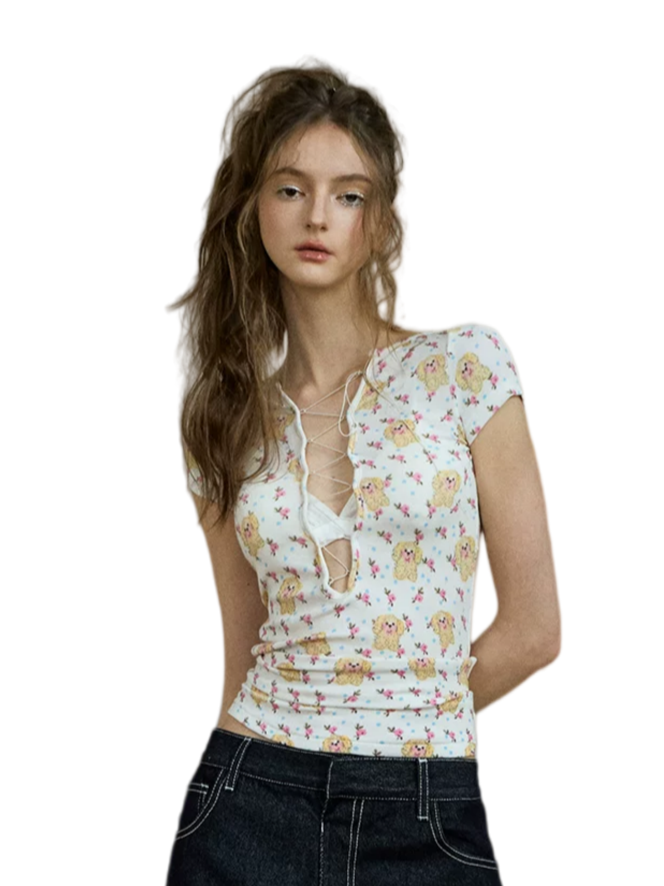 Print Slim V-Neck Tee