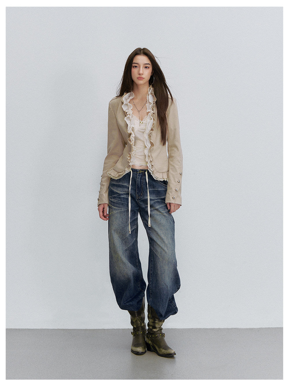 Ruffle Mesh Waist Jacket