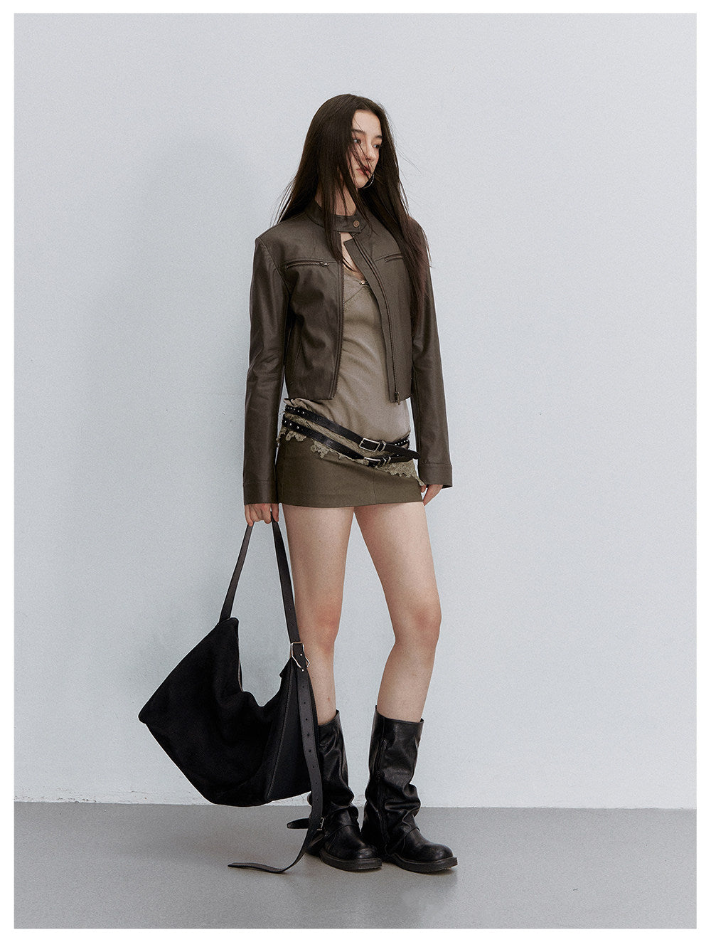 PU Leather Cropped Jacket