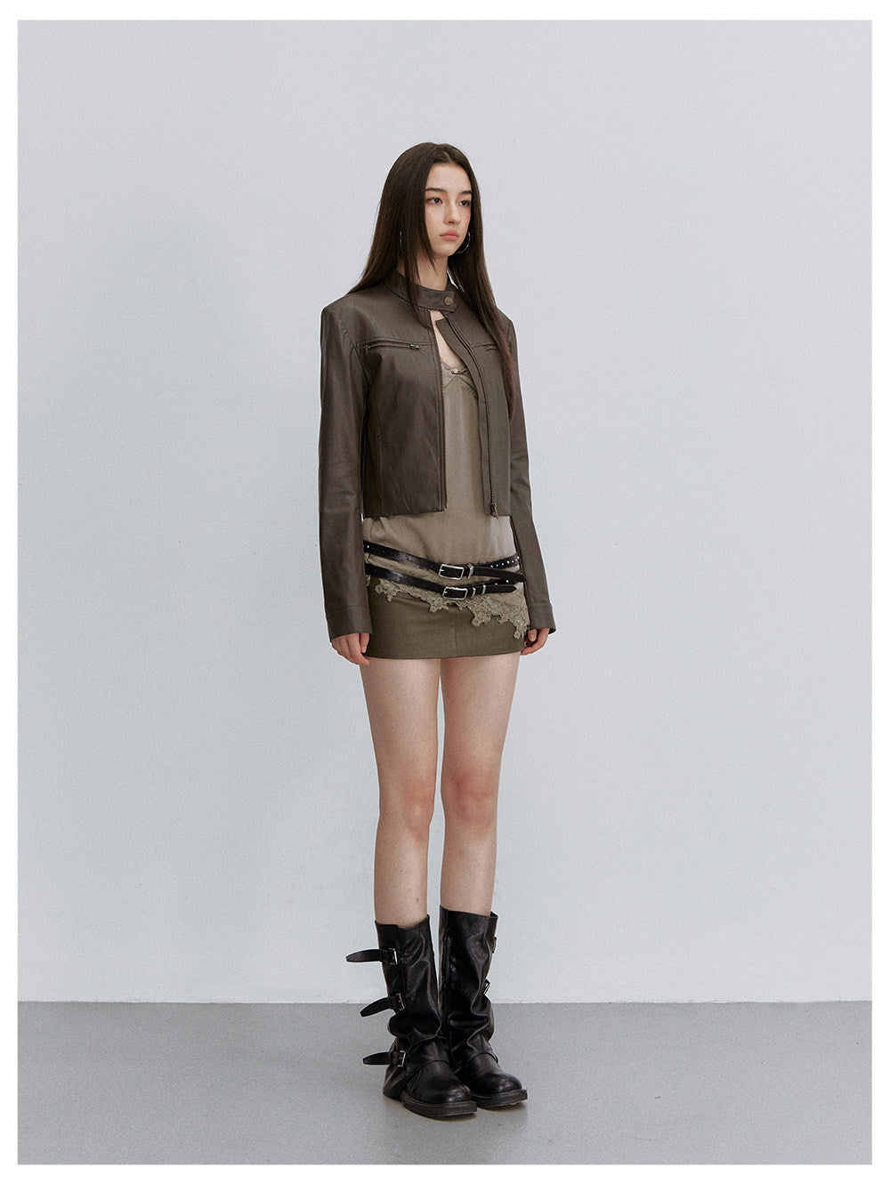 PU Leather Cropped Jacket