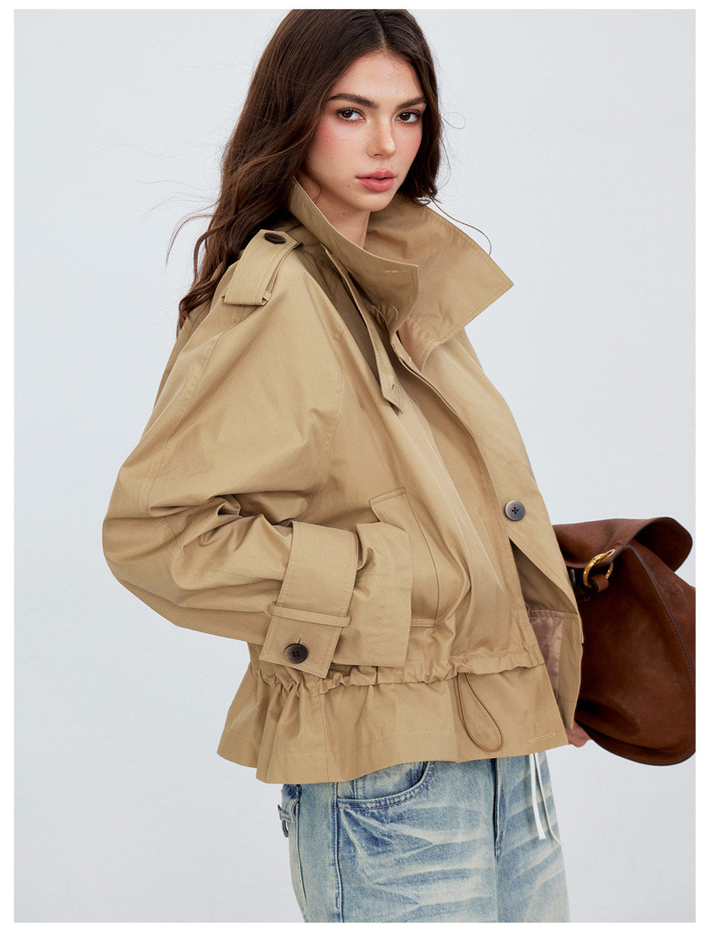 Cropped Workwear Trench Jacket