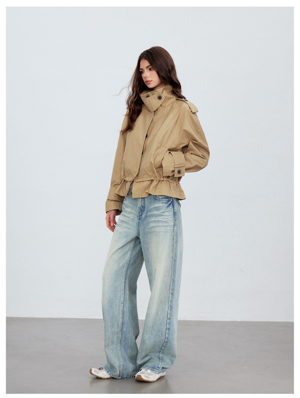 Cropped Workwear Trench Jacket