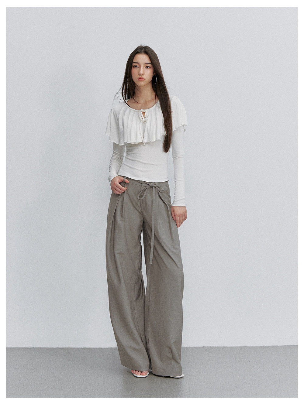 Tie-Neck Ruffle Top