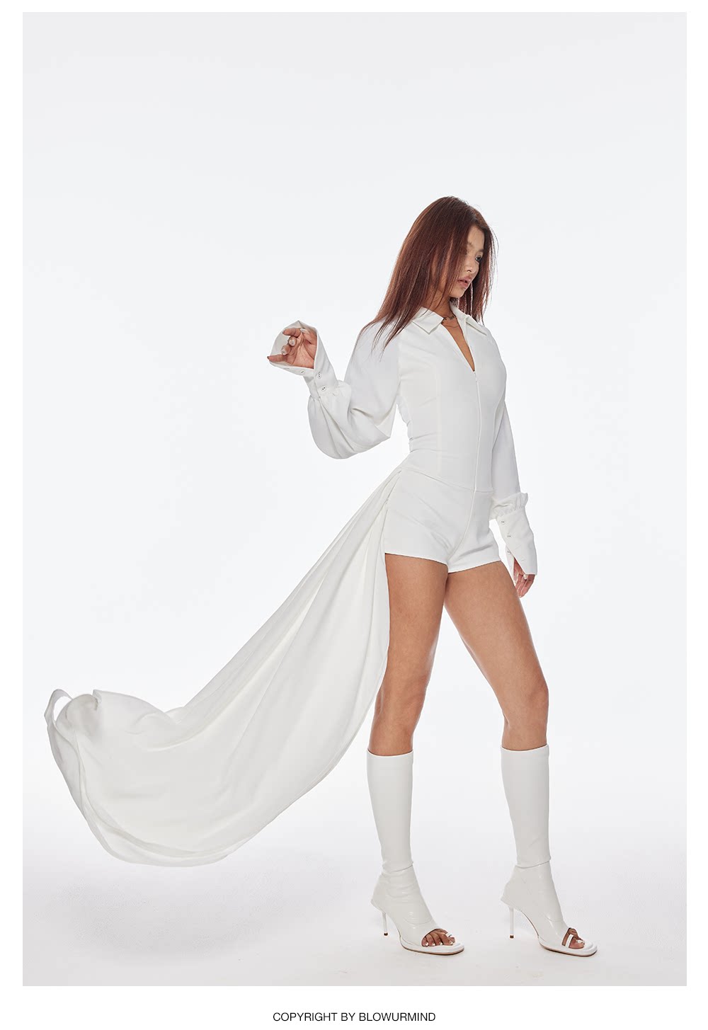 Draped Zipper Shirt Dress