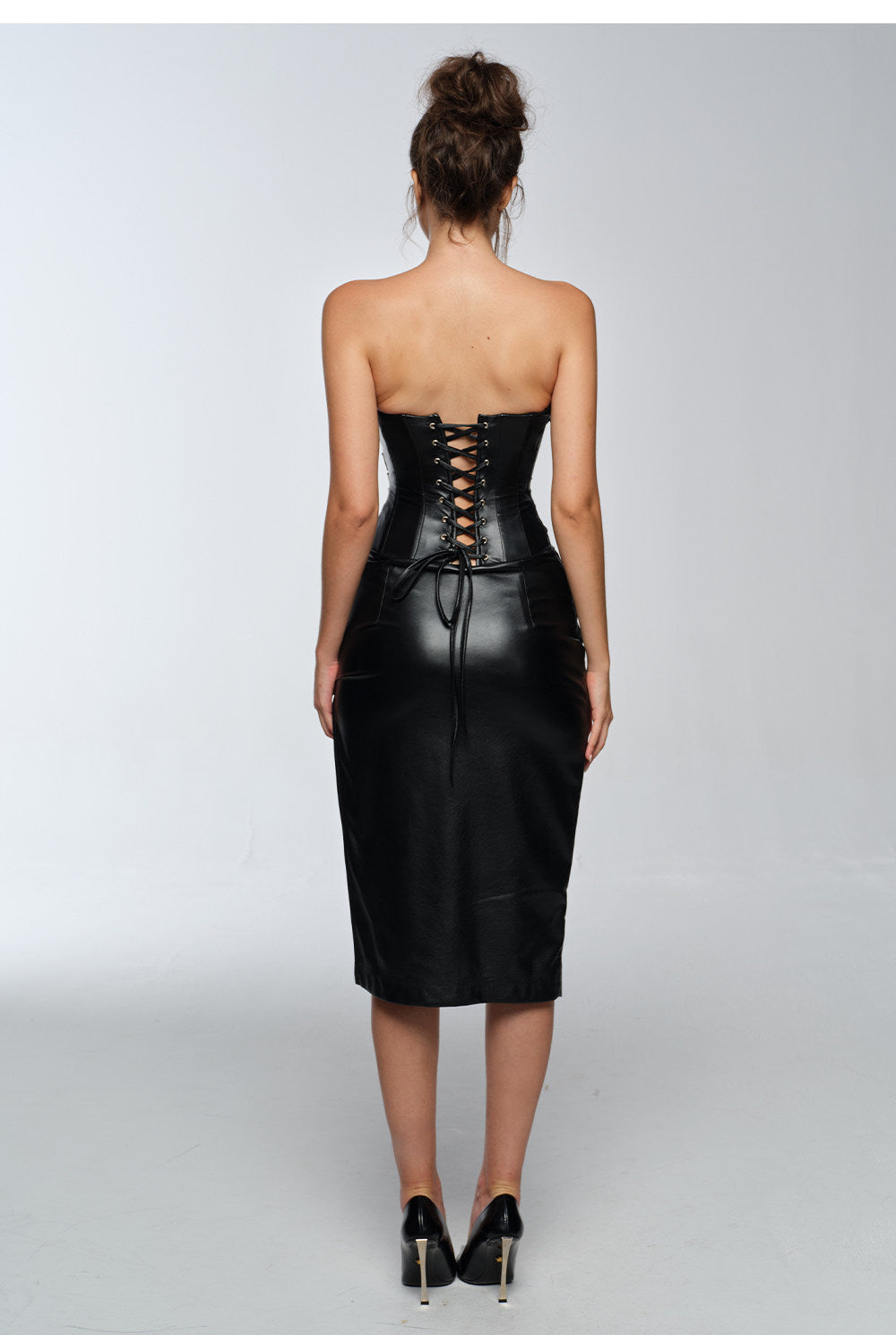 Bustier Slit Leather Dress