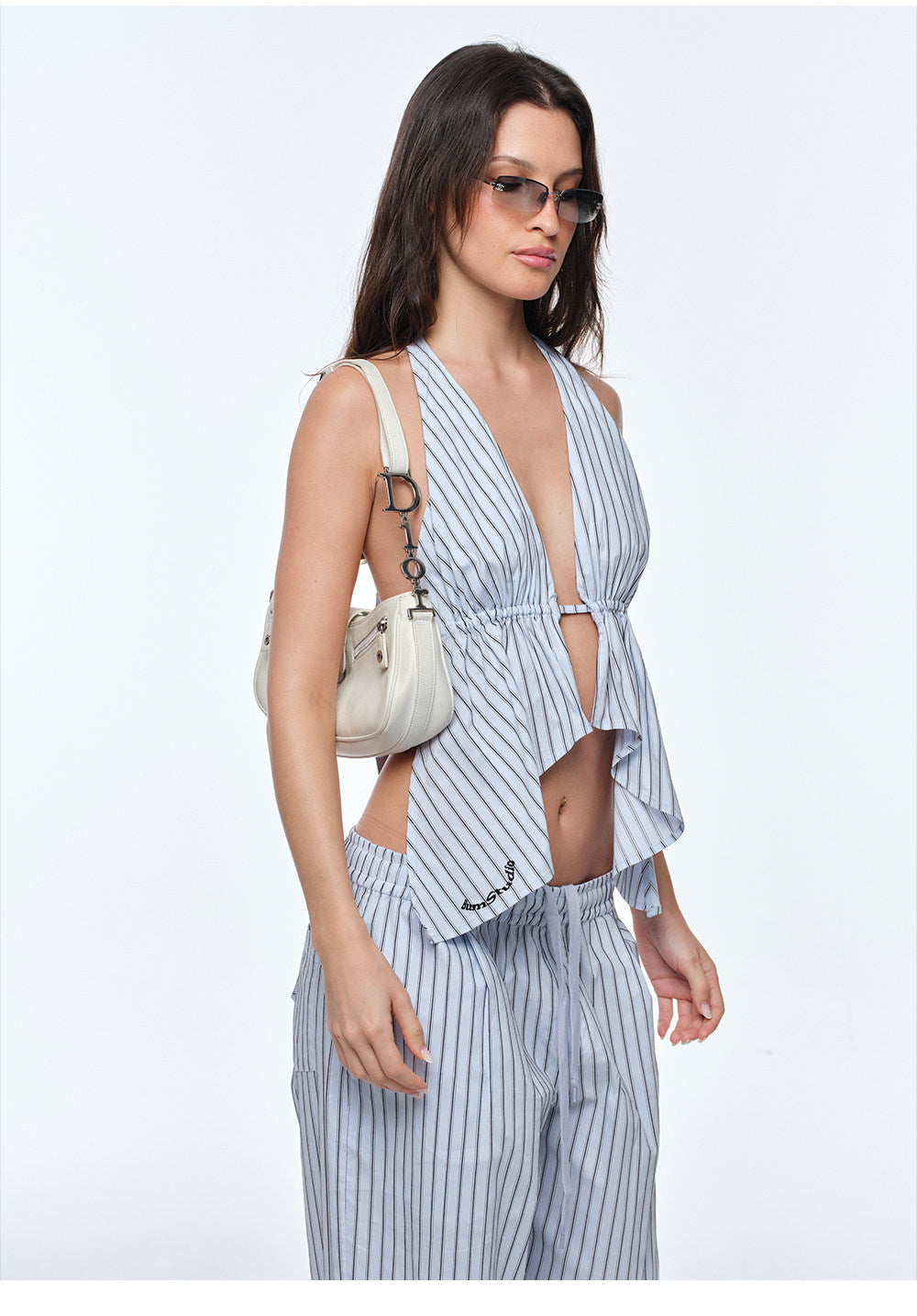 Striped Halter Wide-Leg Set