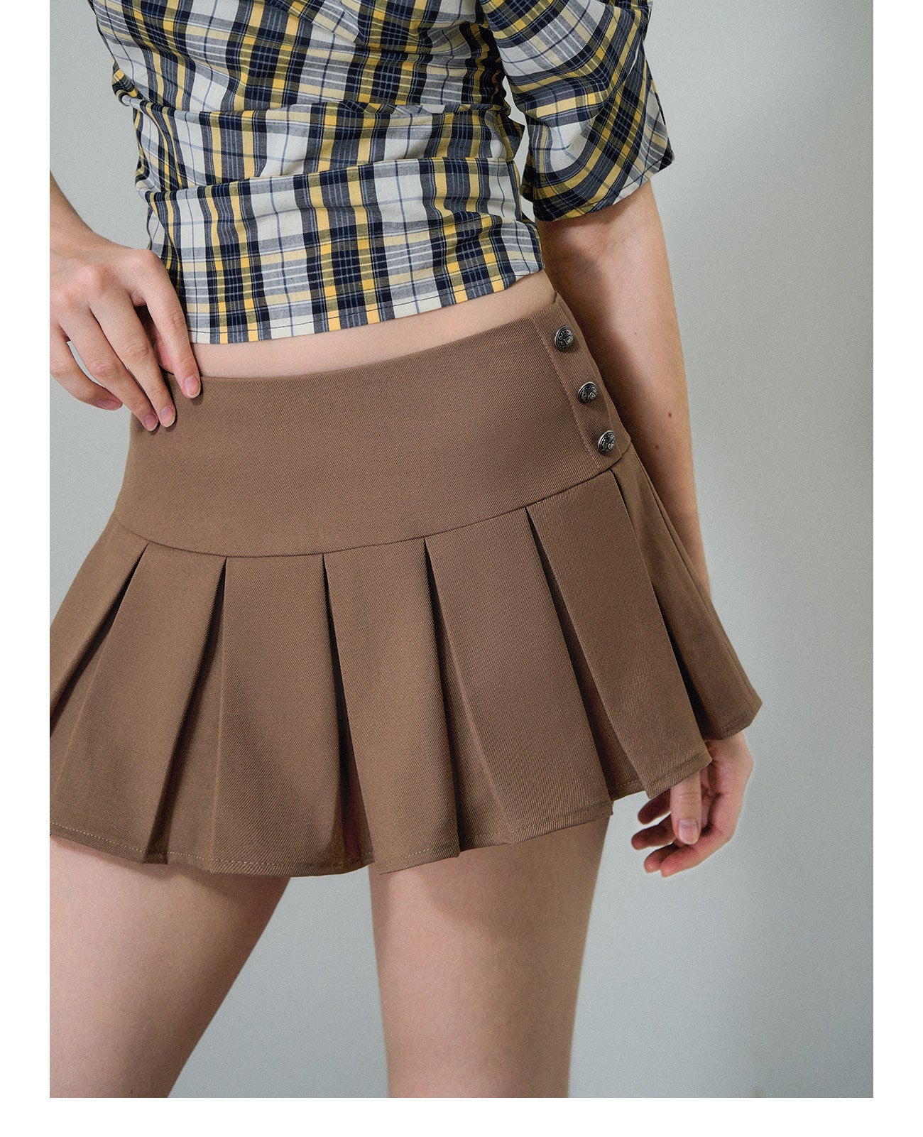 Pleated A-Line Mini Skirt