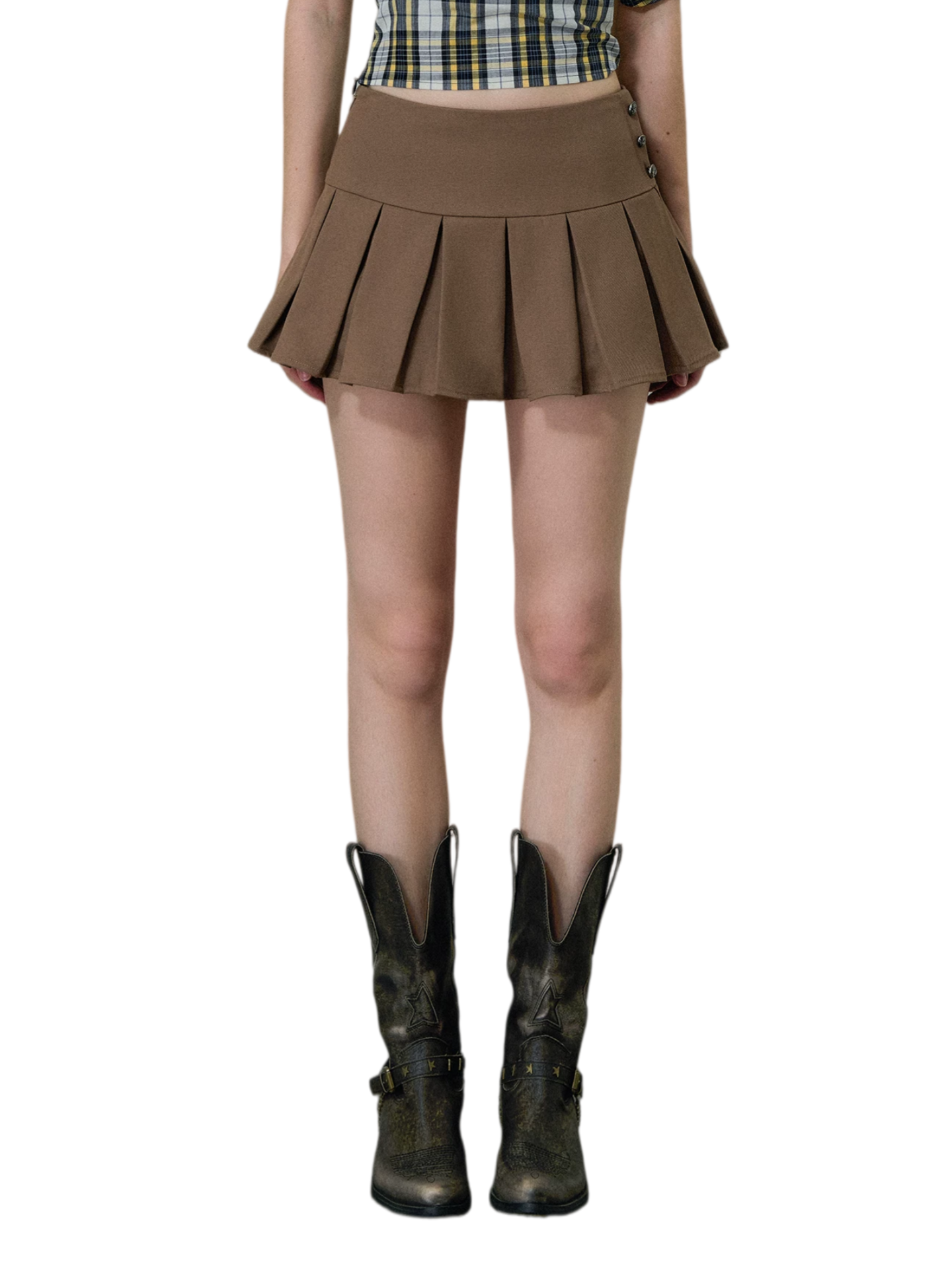 Pleated A-Line Mini Skirt