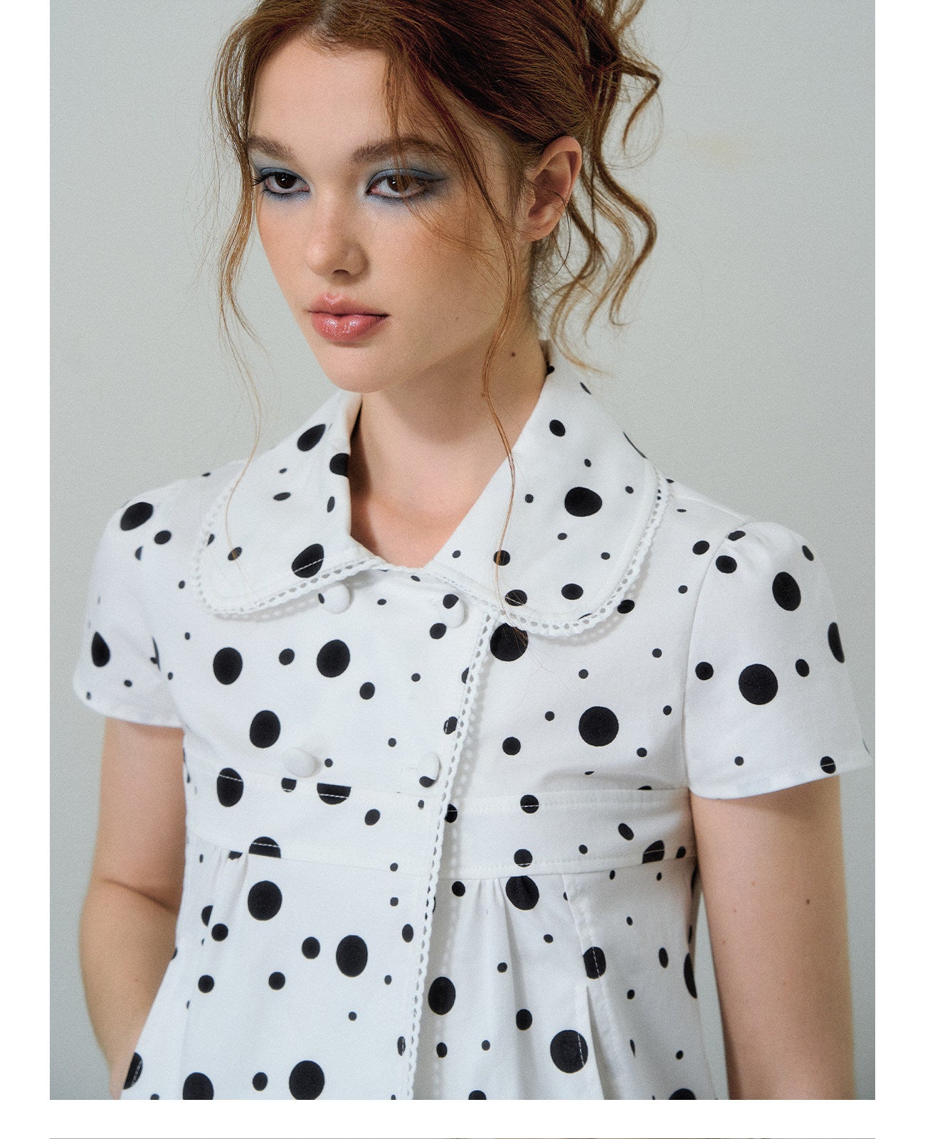 Polka Dot Puff Sleeve Shirt