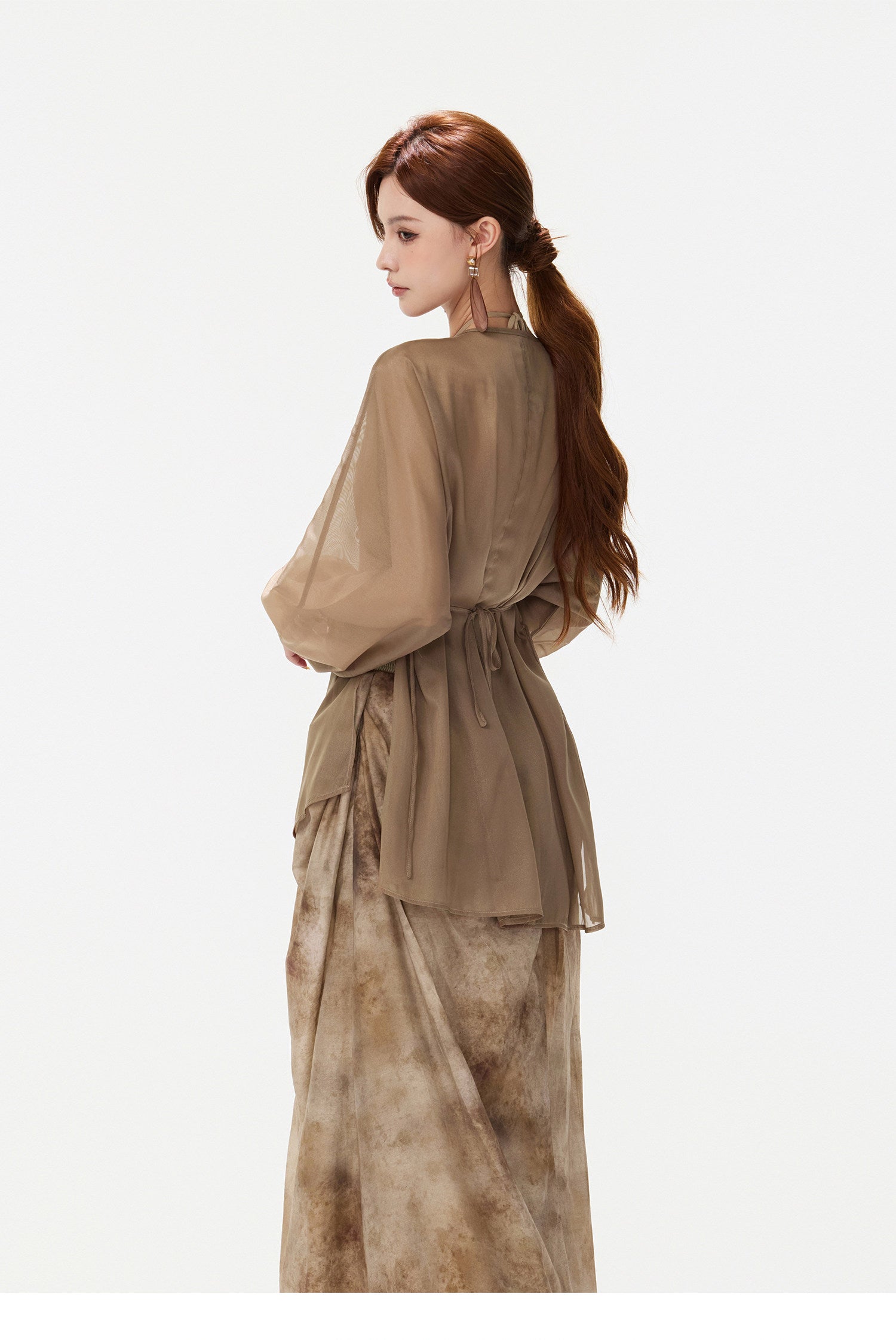Sheer Wrap Asymmetric Blouse