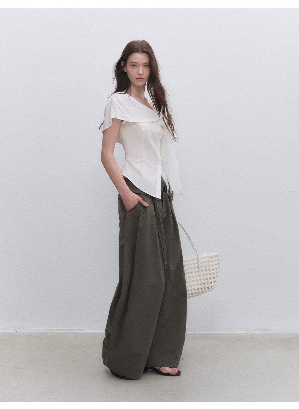 Asymmetric Bow Waist Blouse