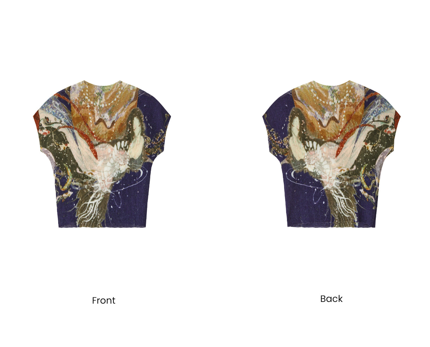 Pleated Stretch Printed T-Shirt