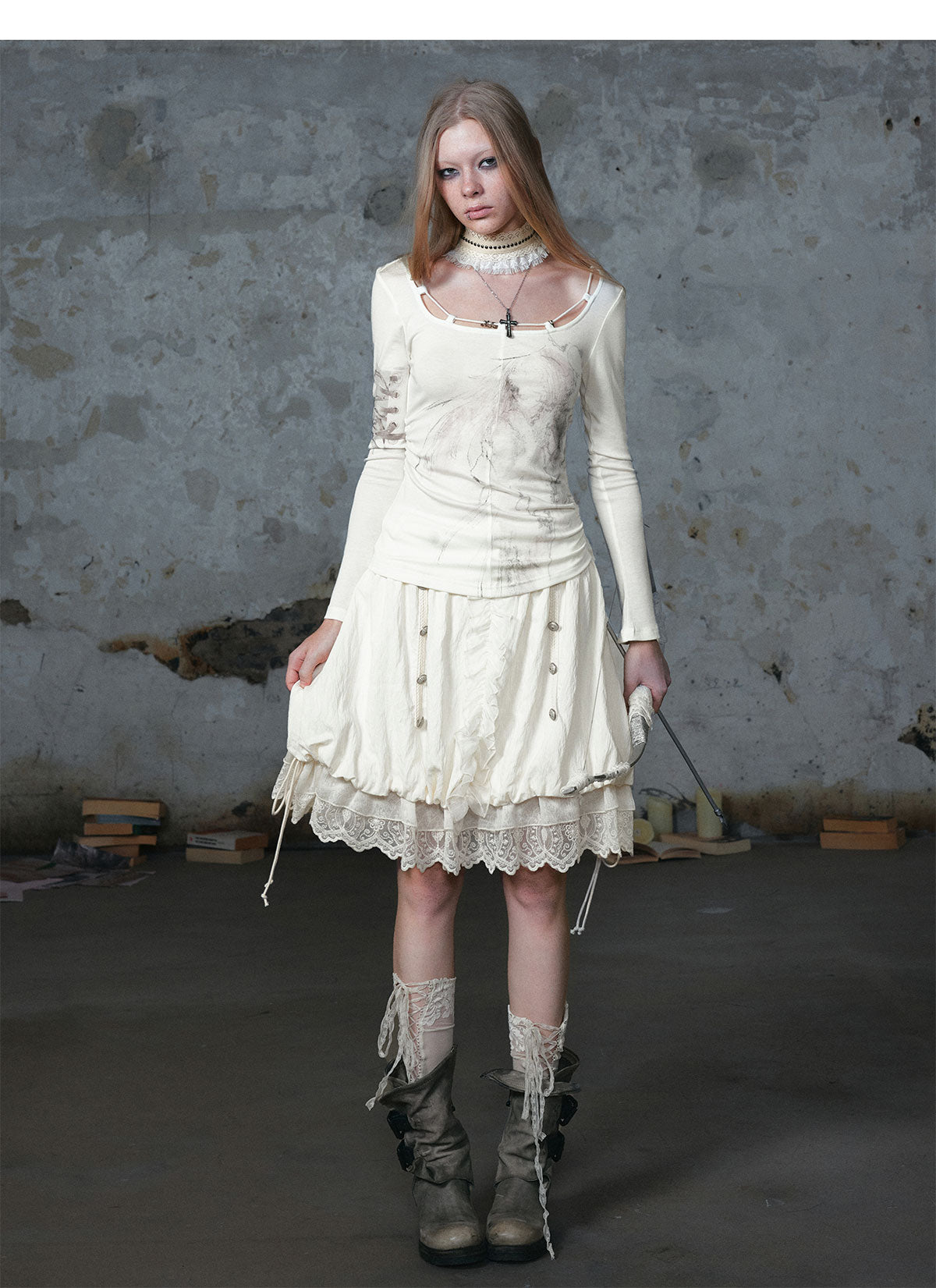Lace Patchwork Bubble Skirt