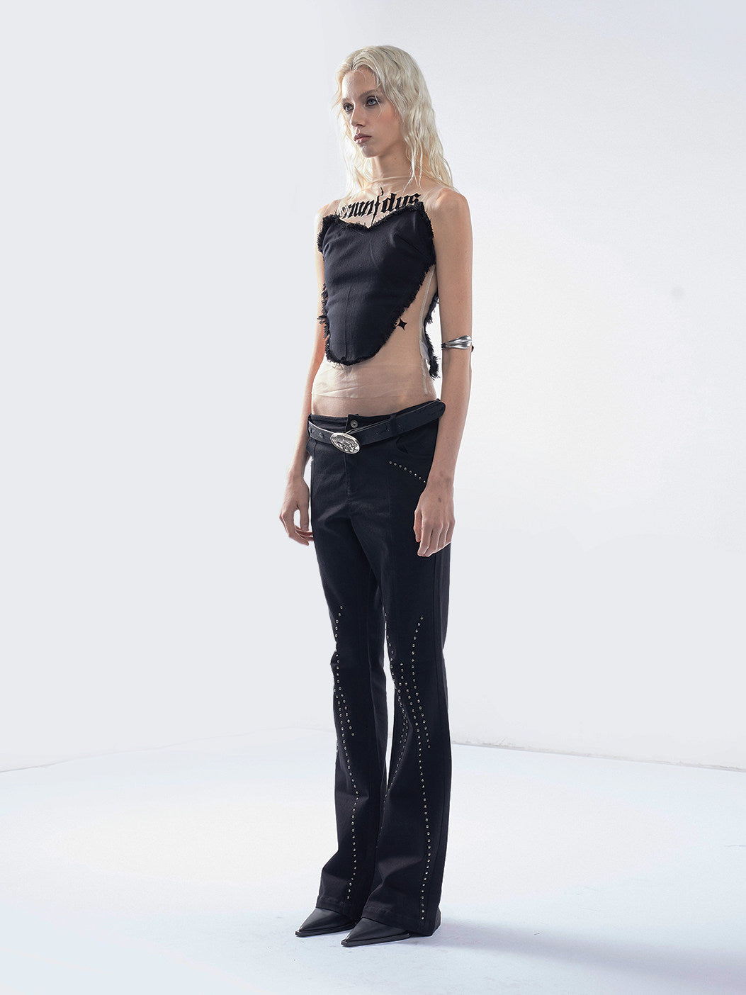Flocked Patchwork Cropped Tank Top