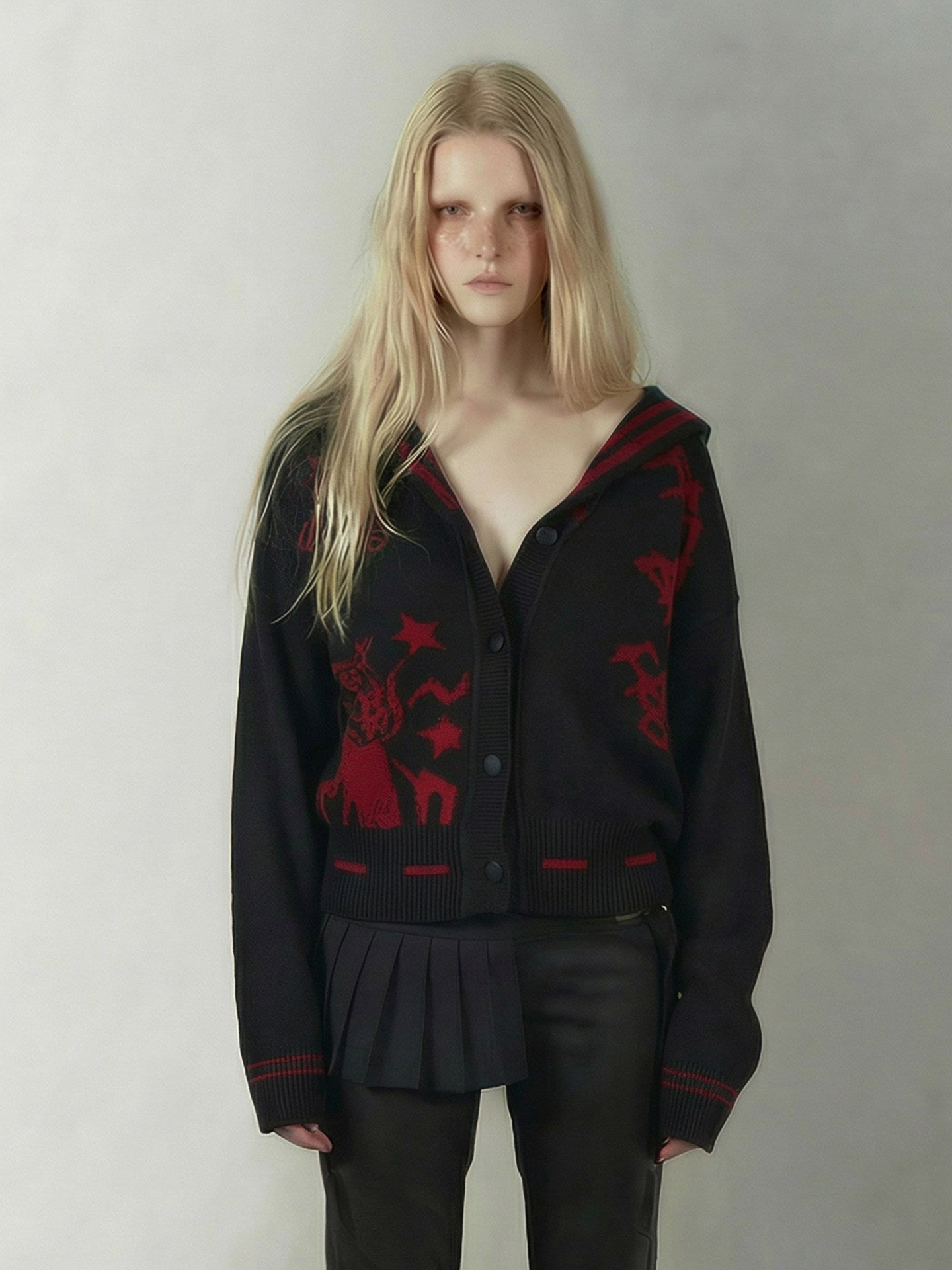 Punk Sailor Collar Knit Cardigan
