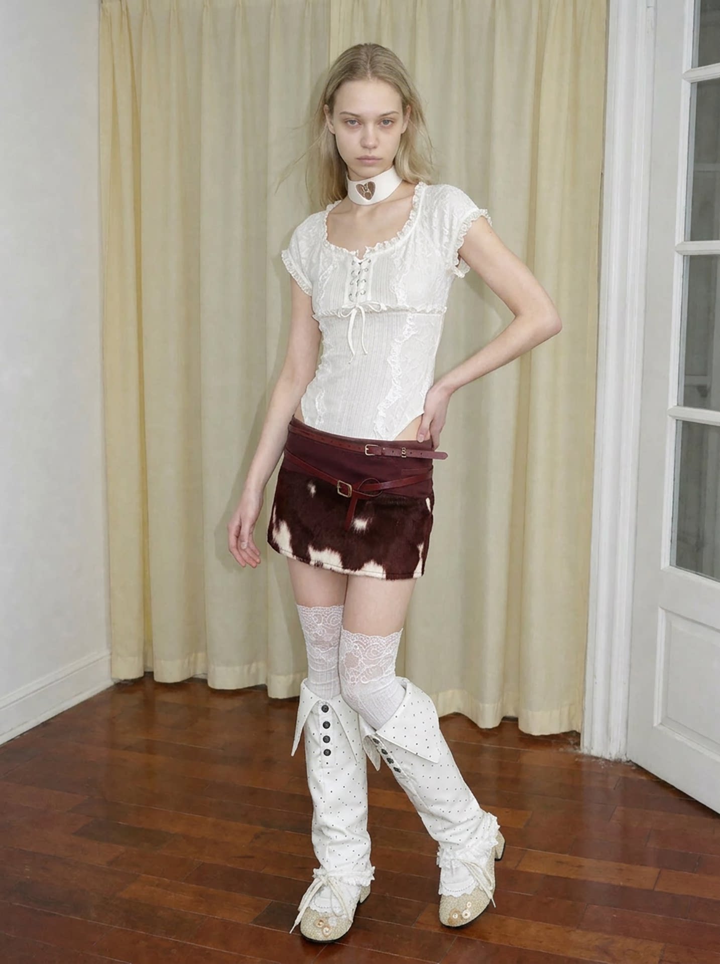 Fuzzy Mottled Low-Rise Mini Skirt