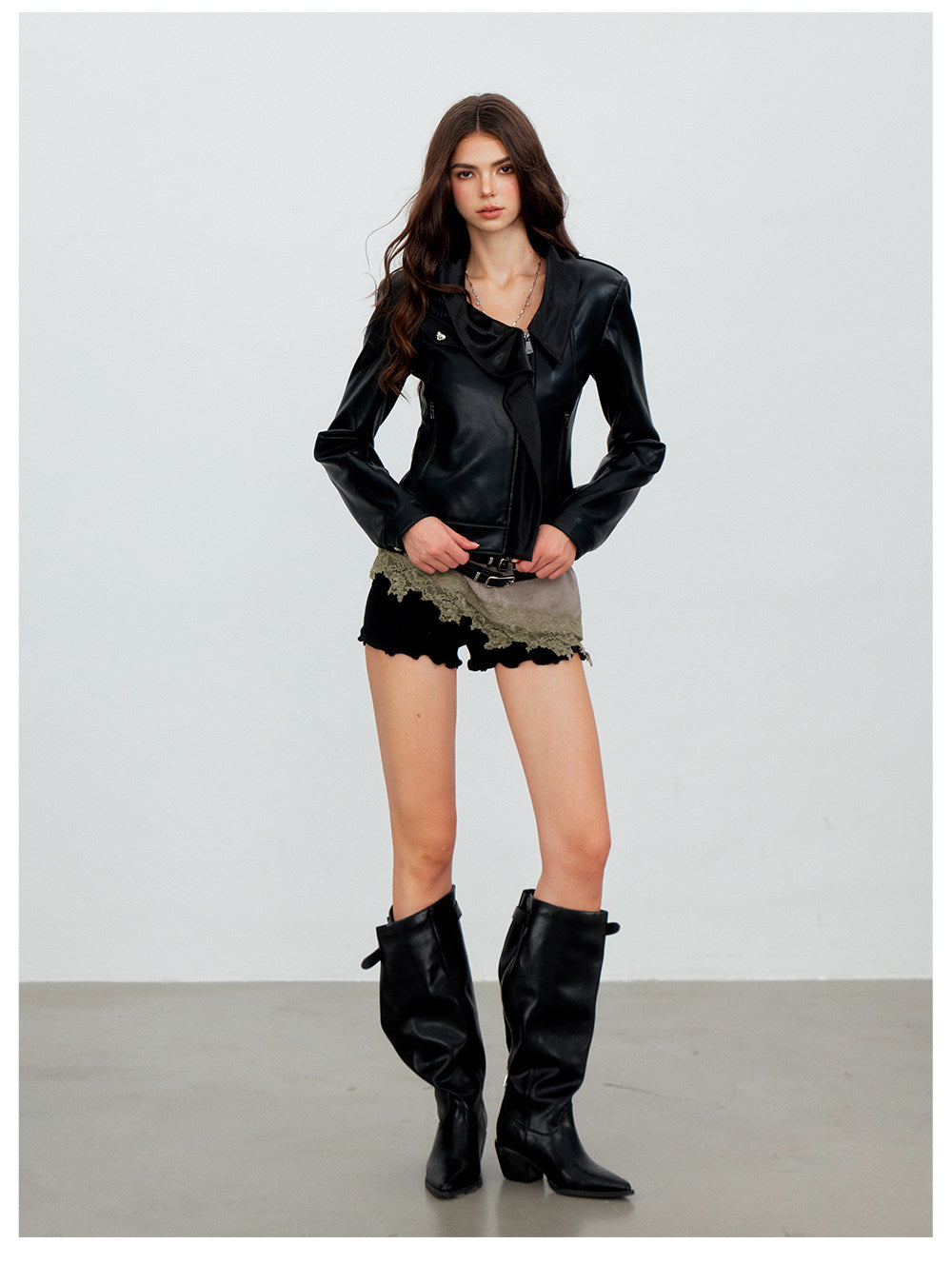 Embossed Fitted PU Jacket