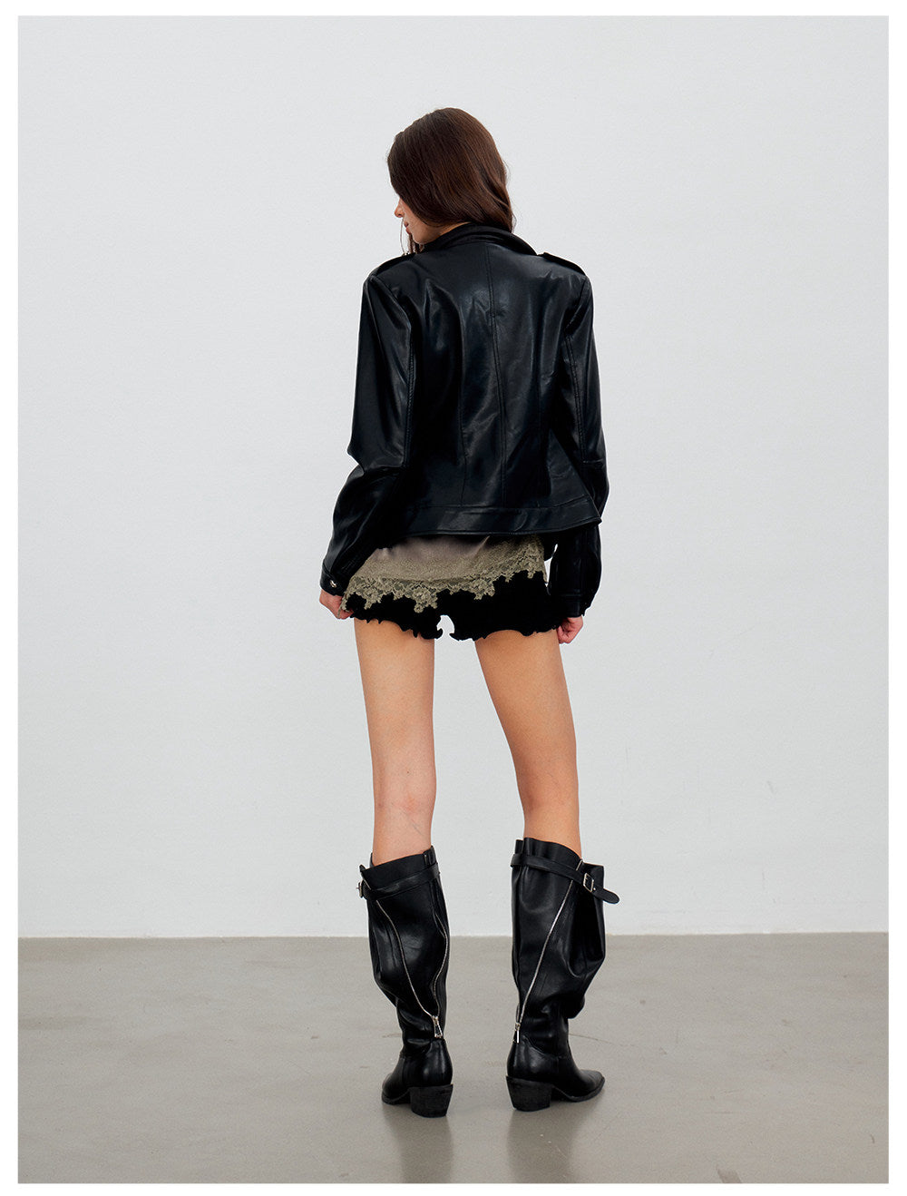 Embossed Fitted PU Jacket