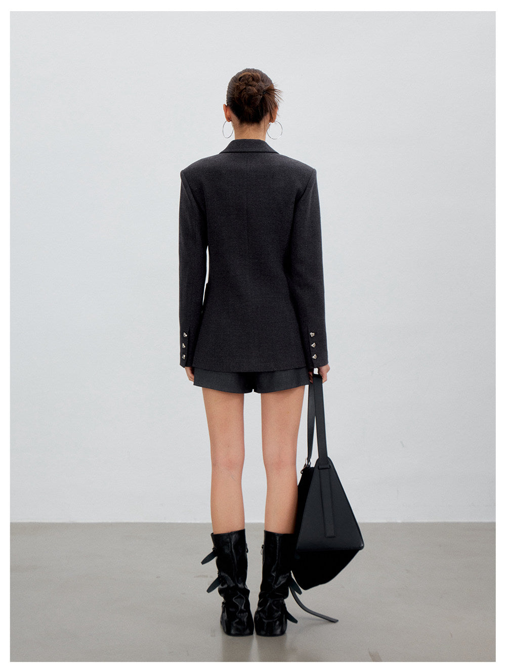 Textured Double-Button Tailored Blazer
