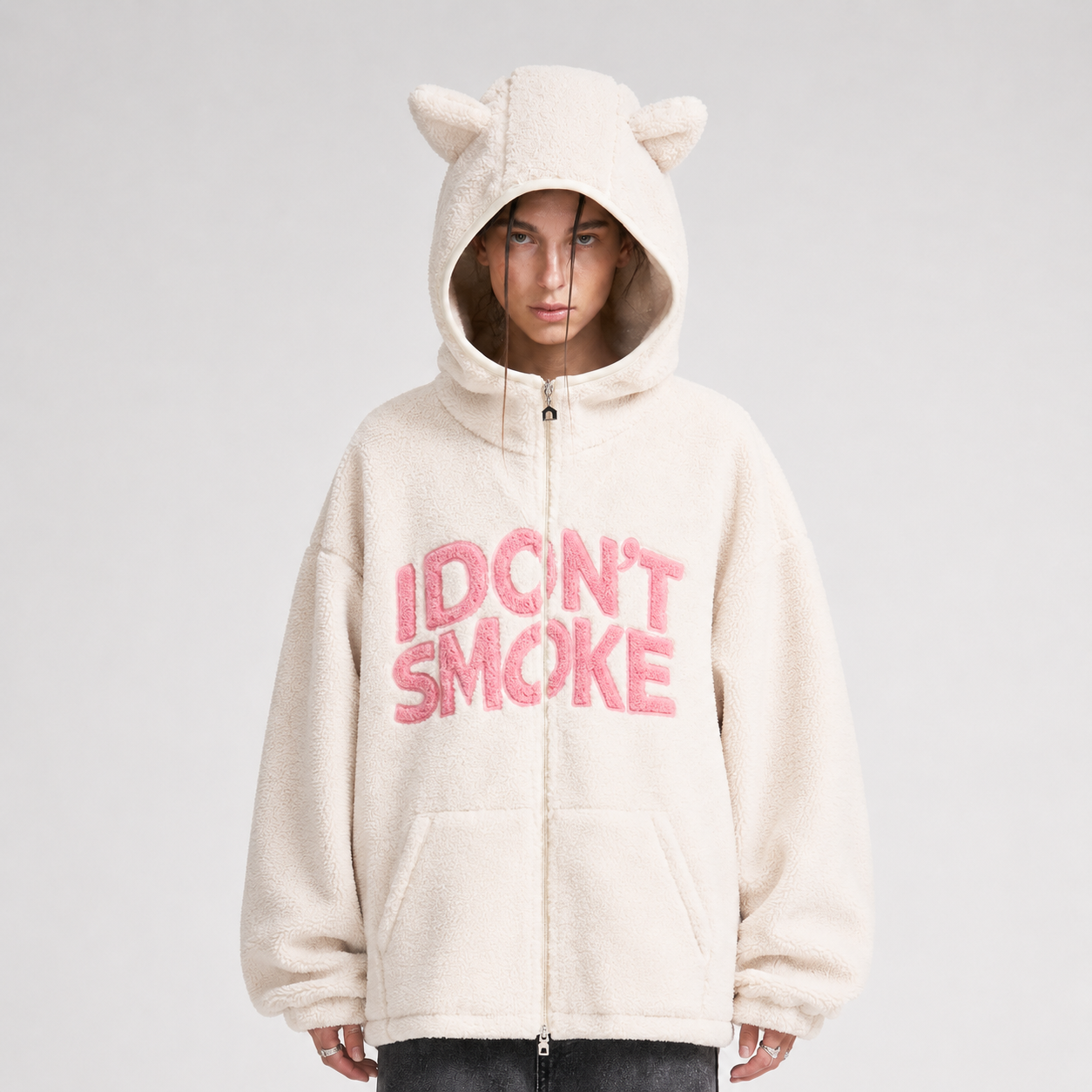Plush Hooded Animal-Ear Jacket