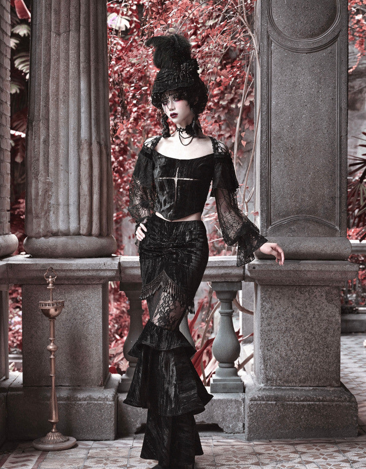 Embossed Velvet Gothic Blouse