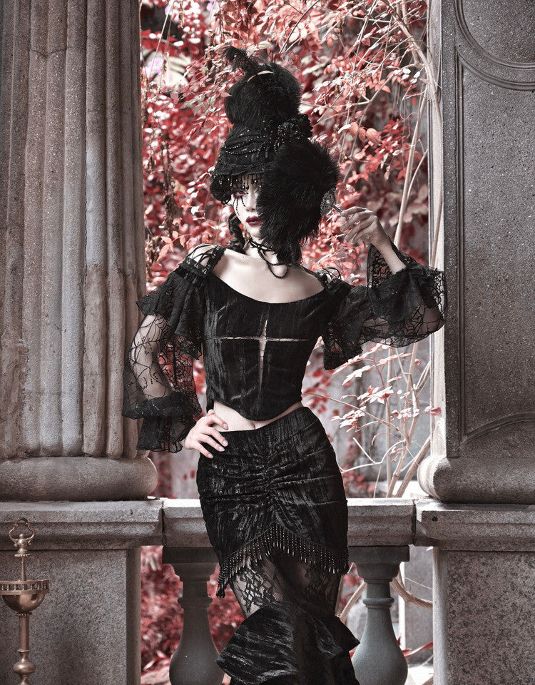 Embossed Velvet Gothic Blouse