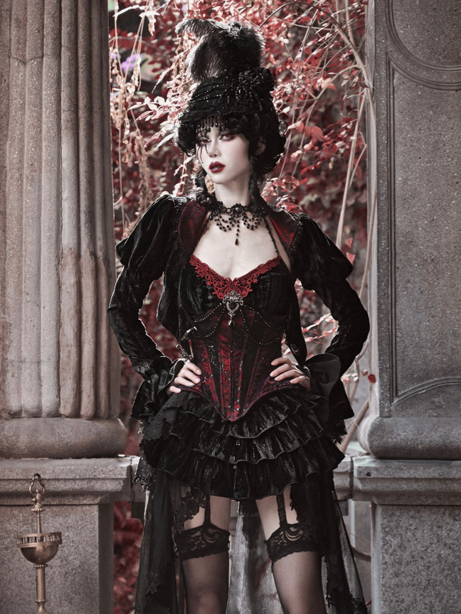 Beaded Velvet Gothic Corset Dress