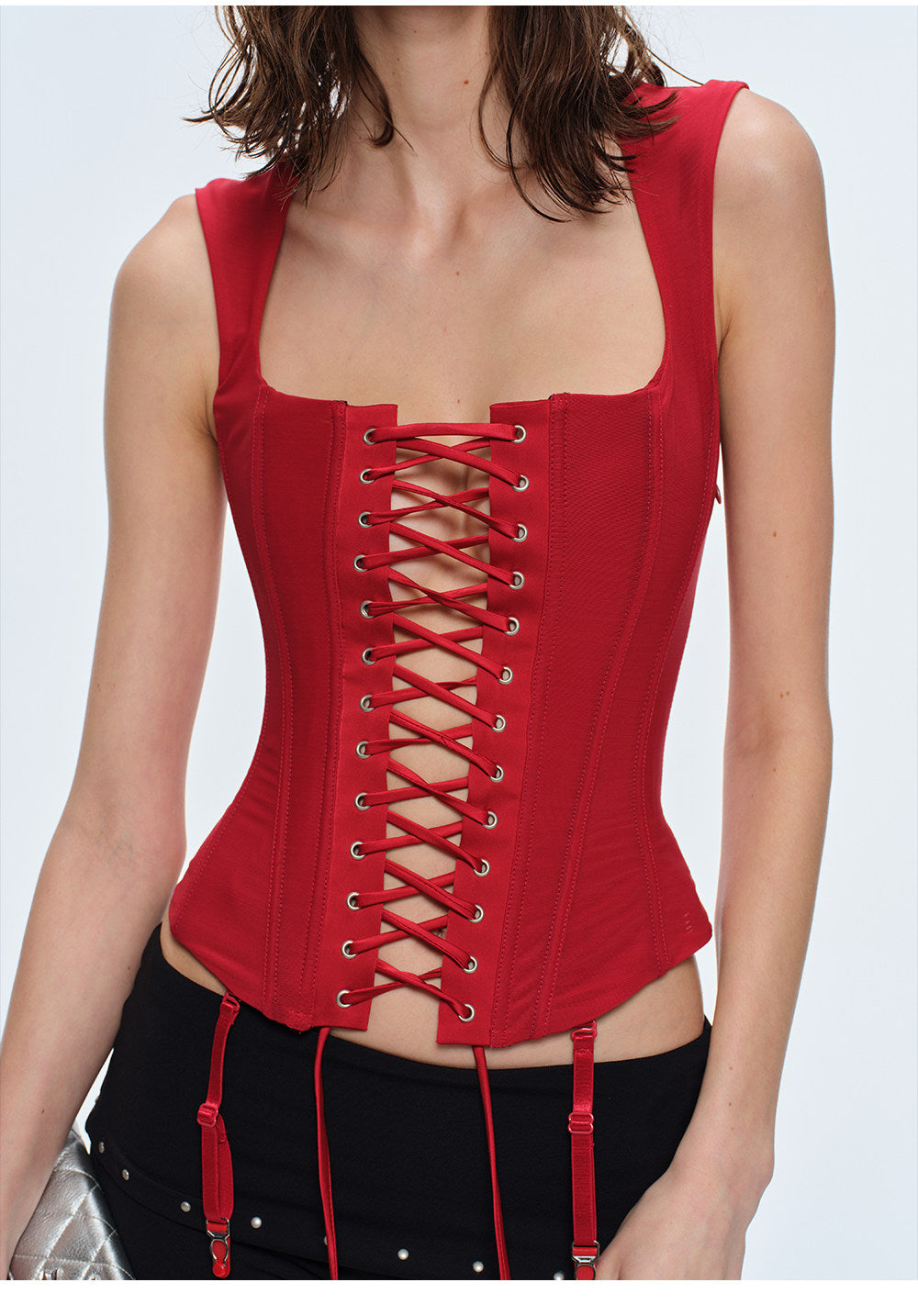 Lace-Up Boned Cropped Corset