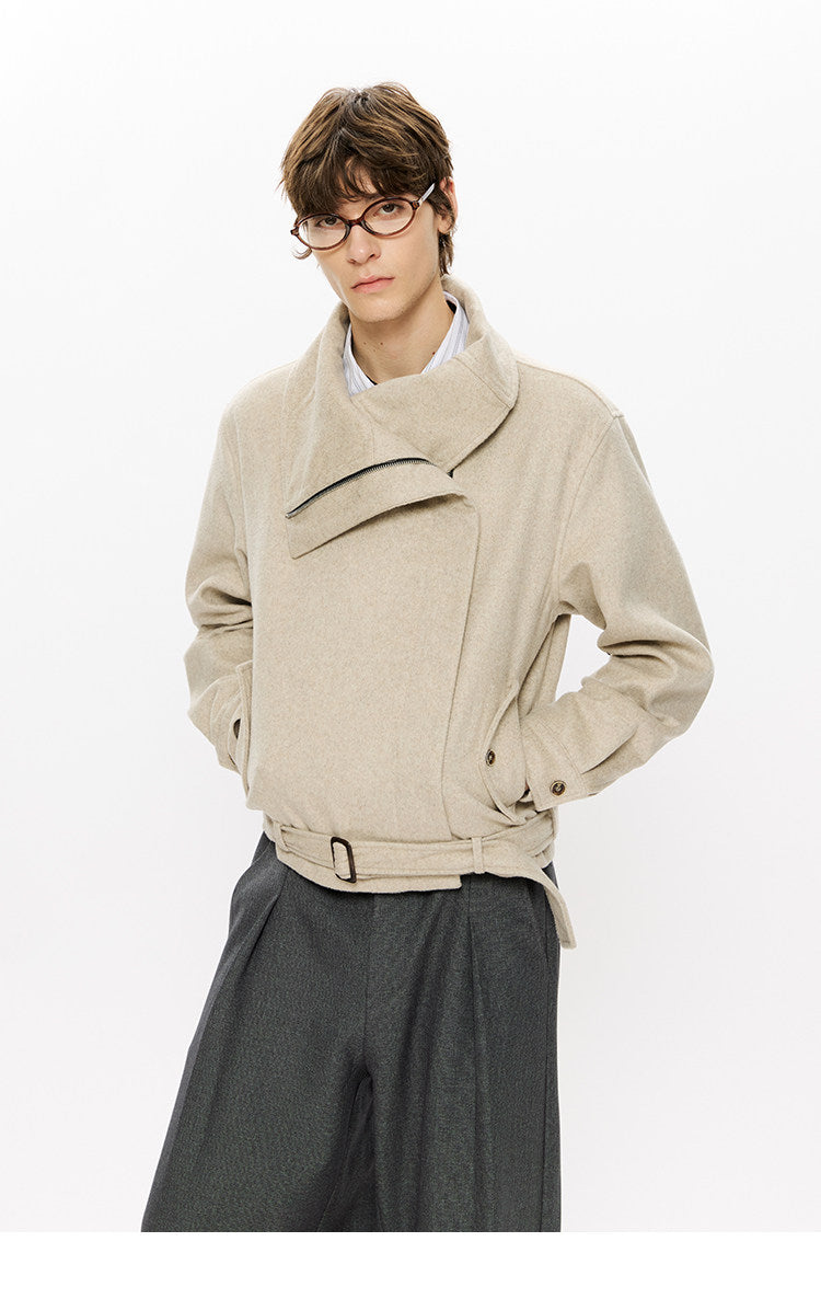 Merino Wool Cropped Belted Jacket