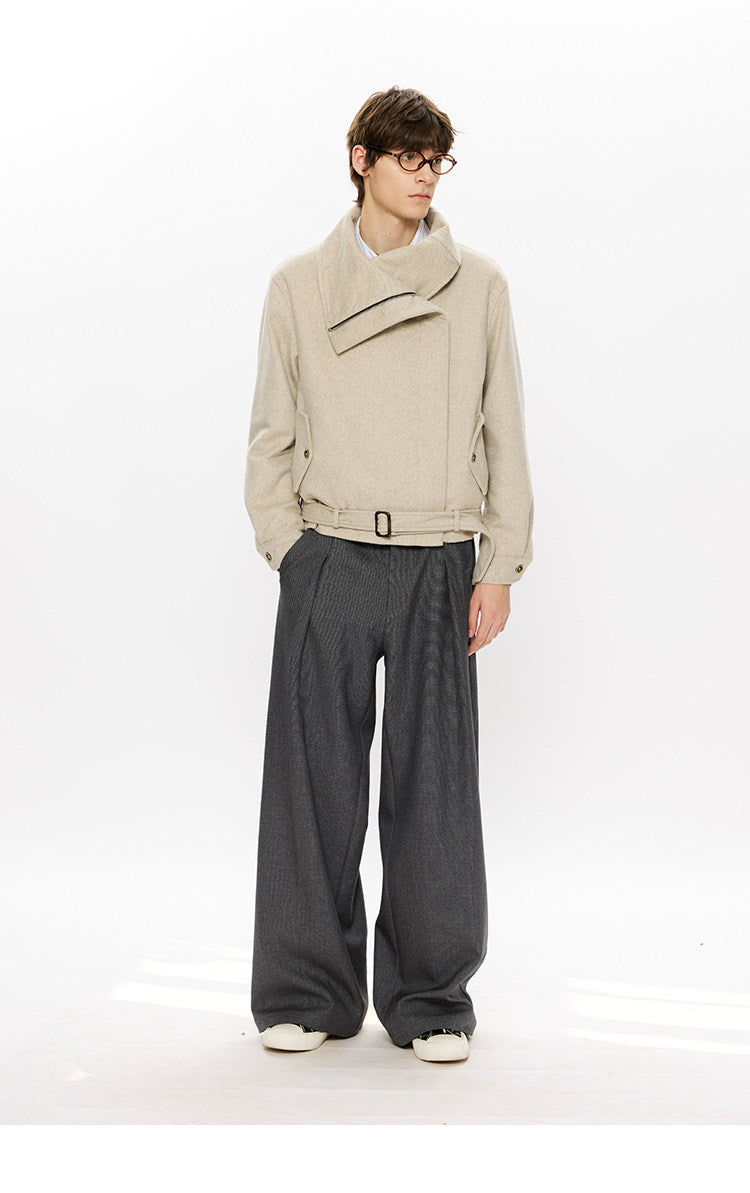 Merino Wool Cropped Belted Jacket