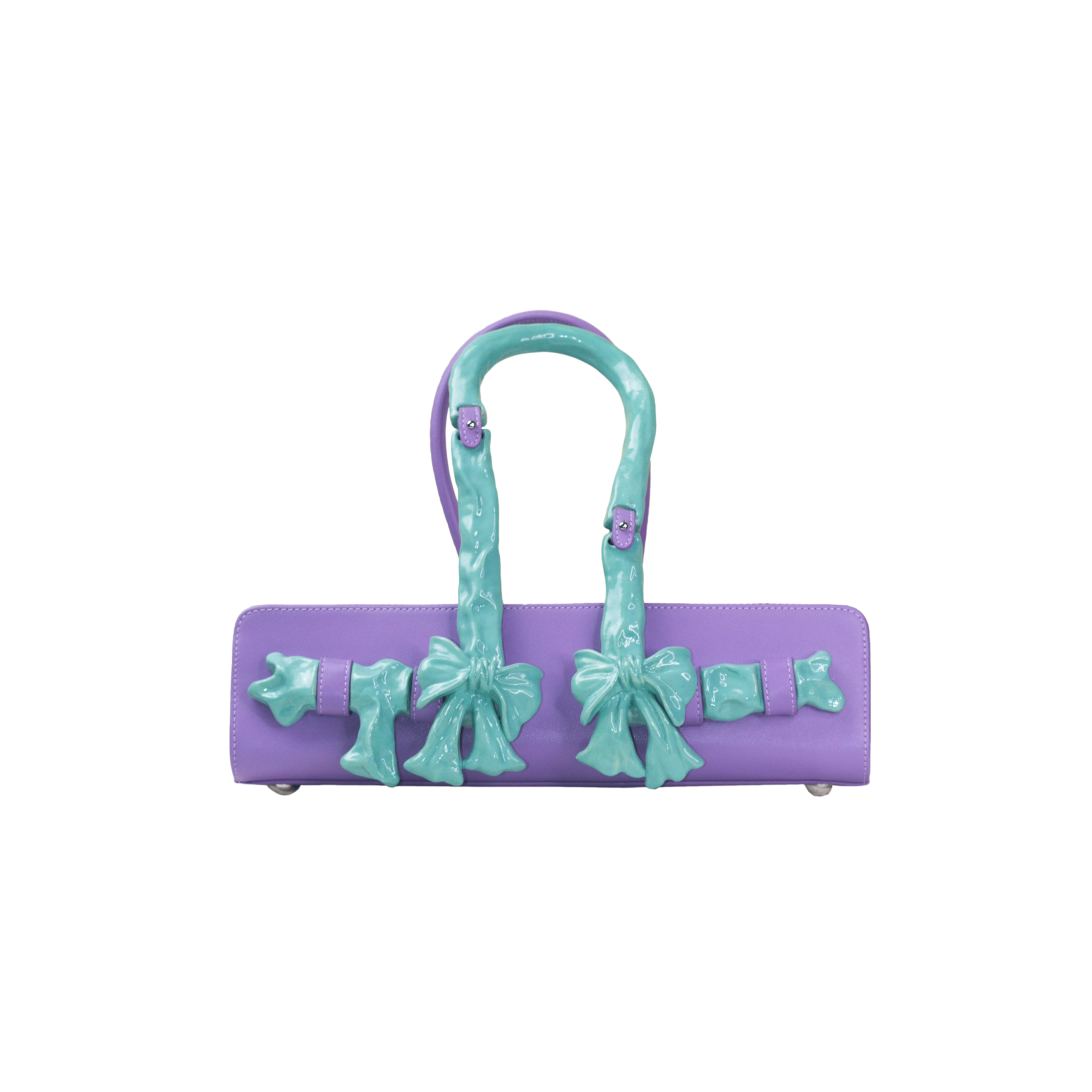 Glossy Bow Handle Handbag