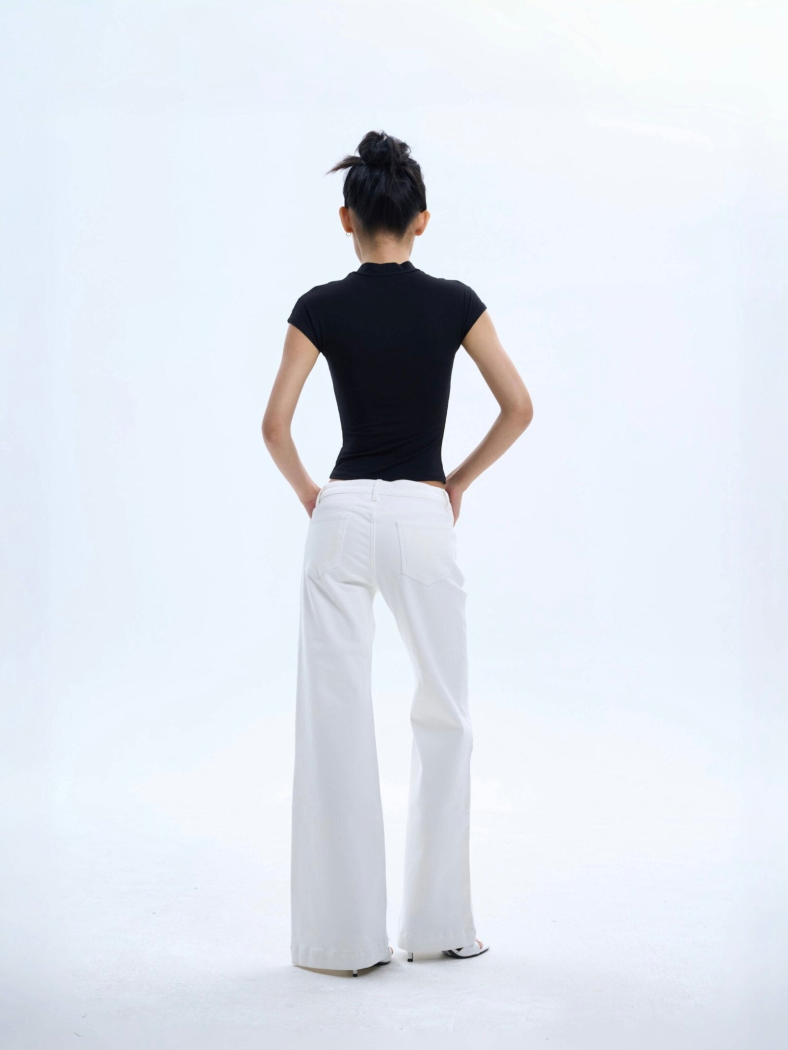 Low-Rise Straight-Leg White Jeans