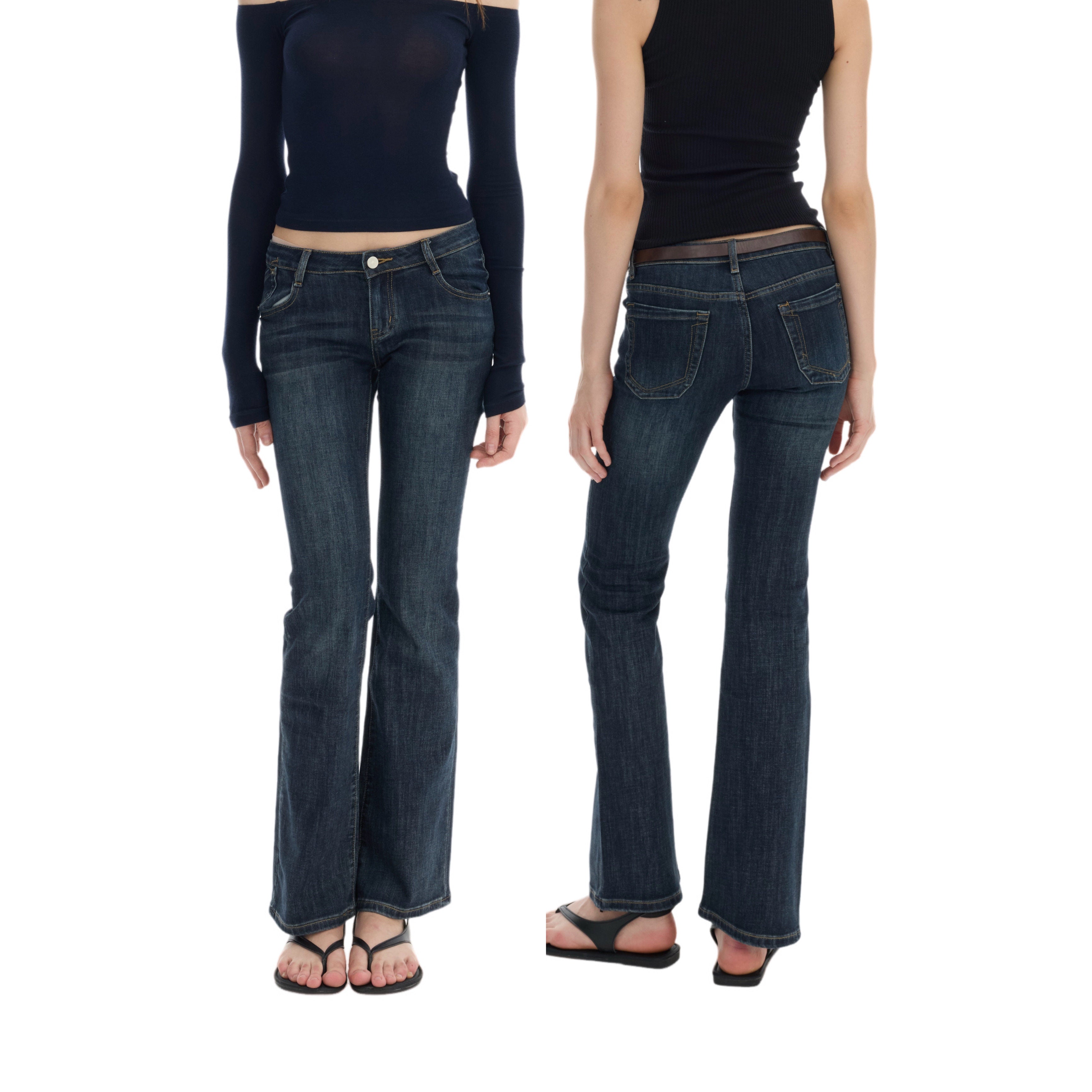 Stretch Low-Rise Flared Jeans