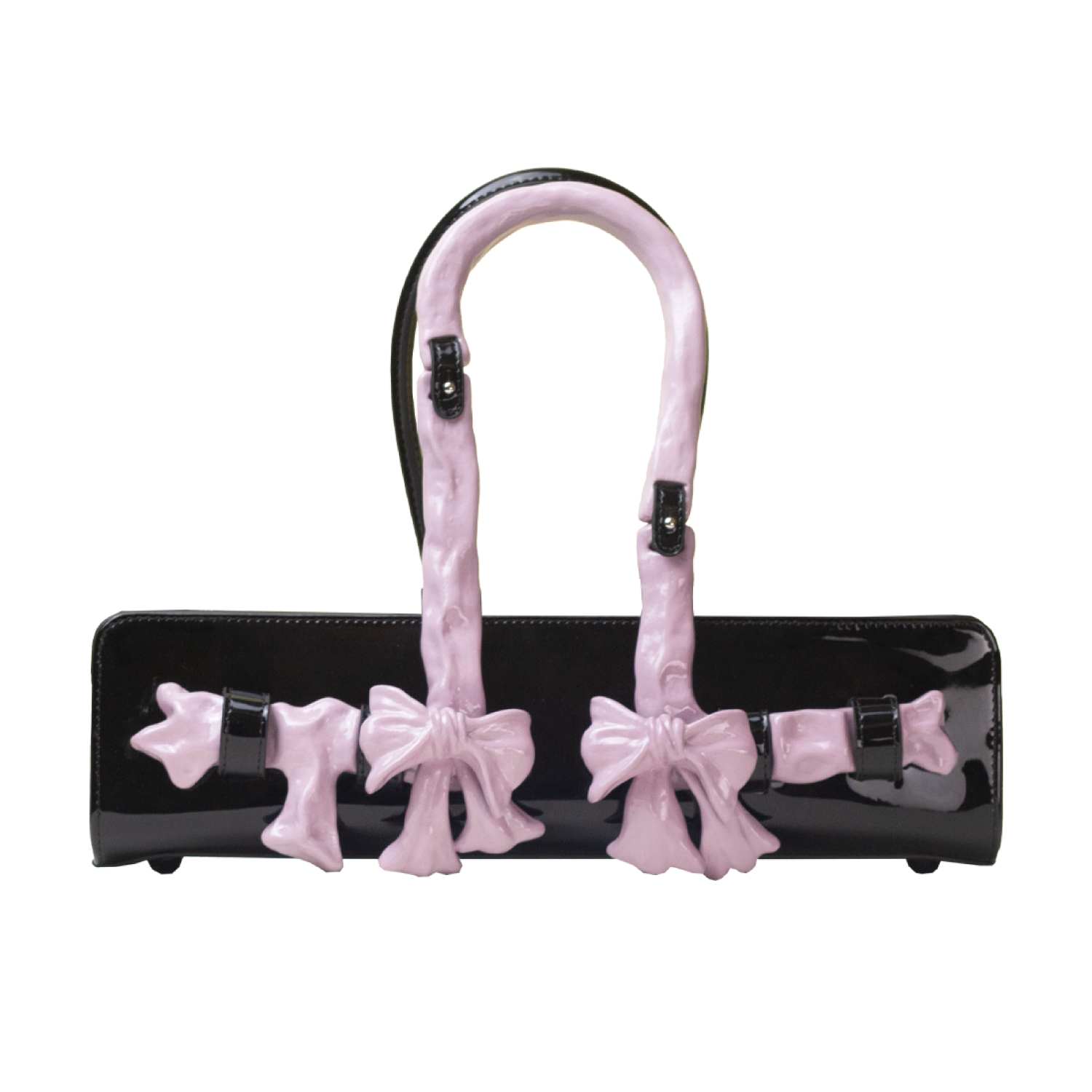 Glossy Bow Handle Handbag