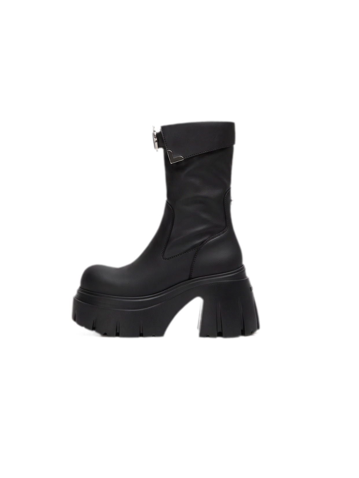 Metallic Strap Platform Mid-Calf Boots