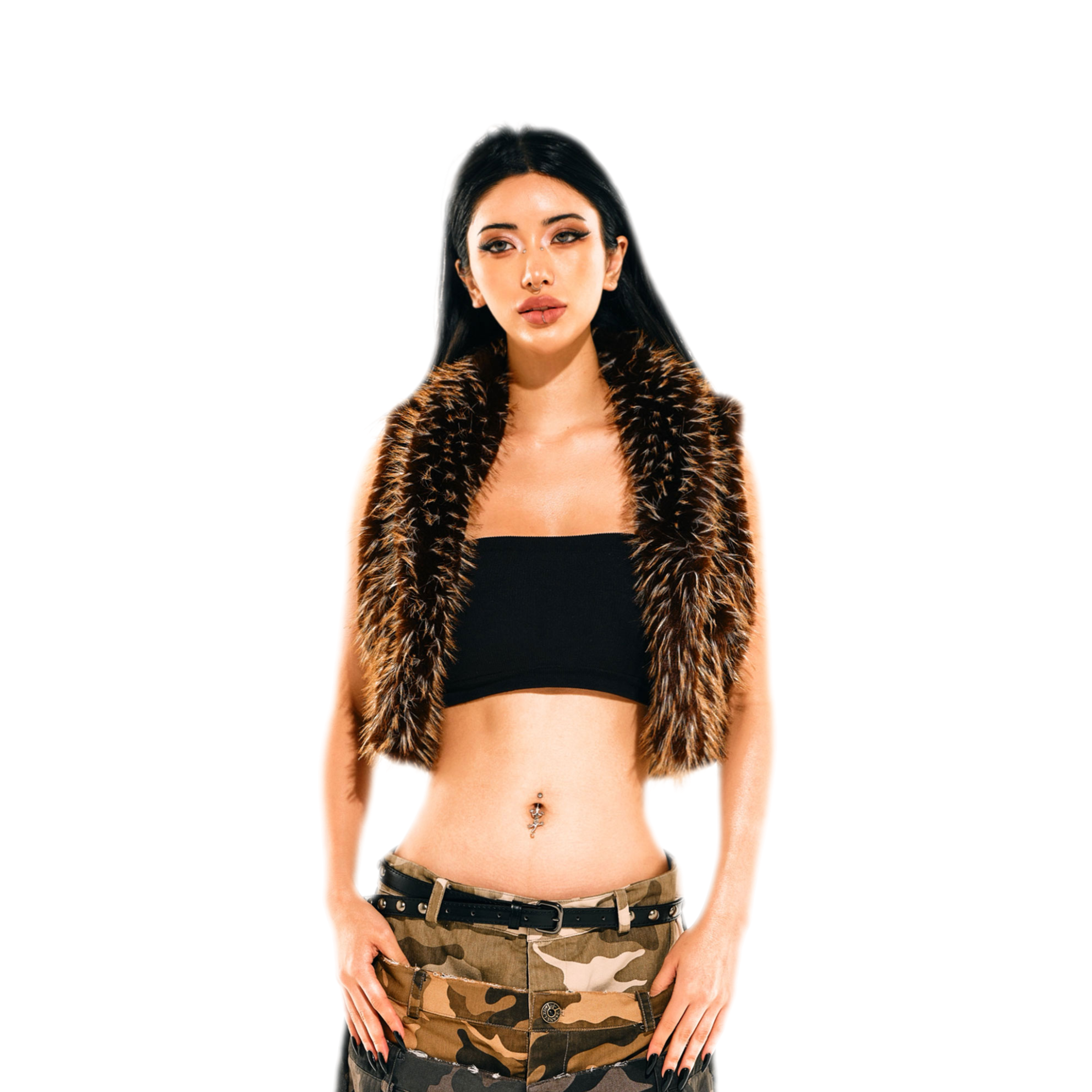 Cropped Faux Fur Vest