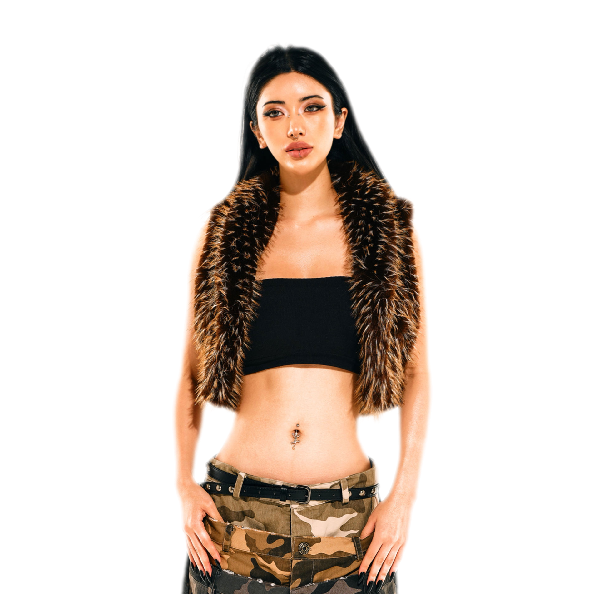 Cropped Faux Fur Vest