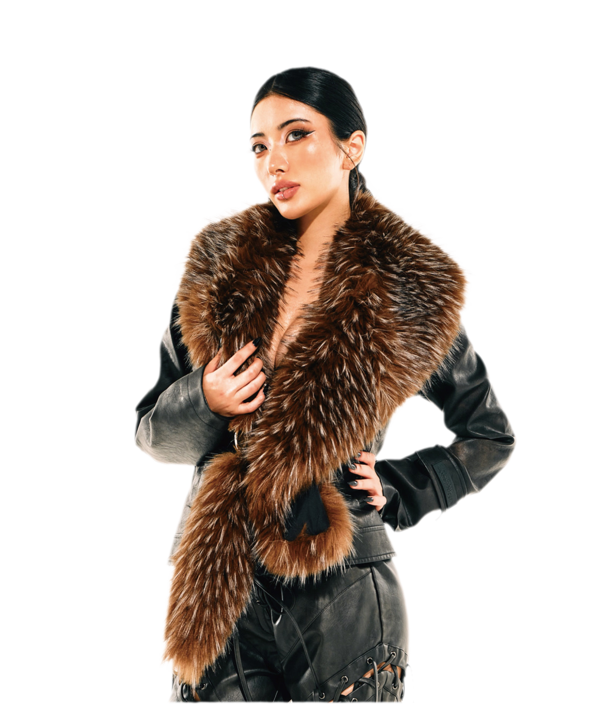 Detachable Collar Cropped Jacket
