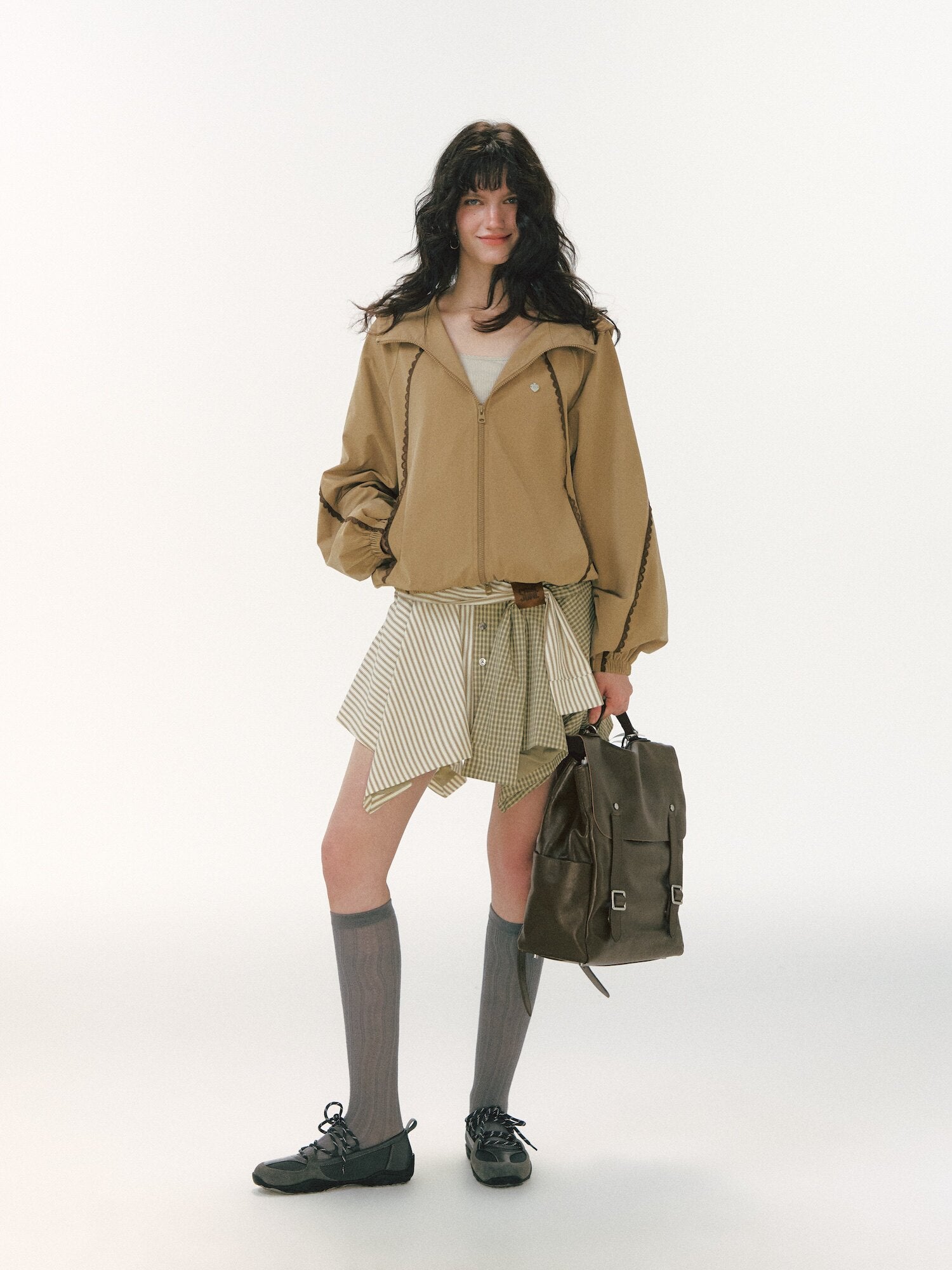 Lace Panel Hooded Jacket