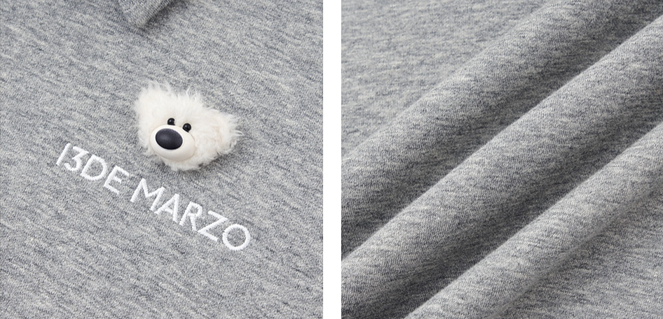 Textured Loose Polo Sweatshirt