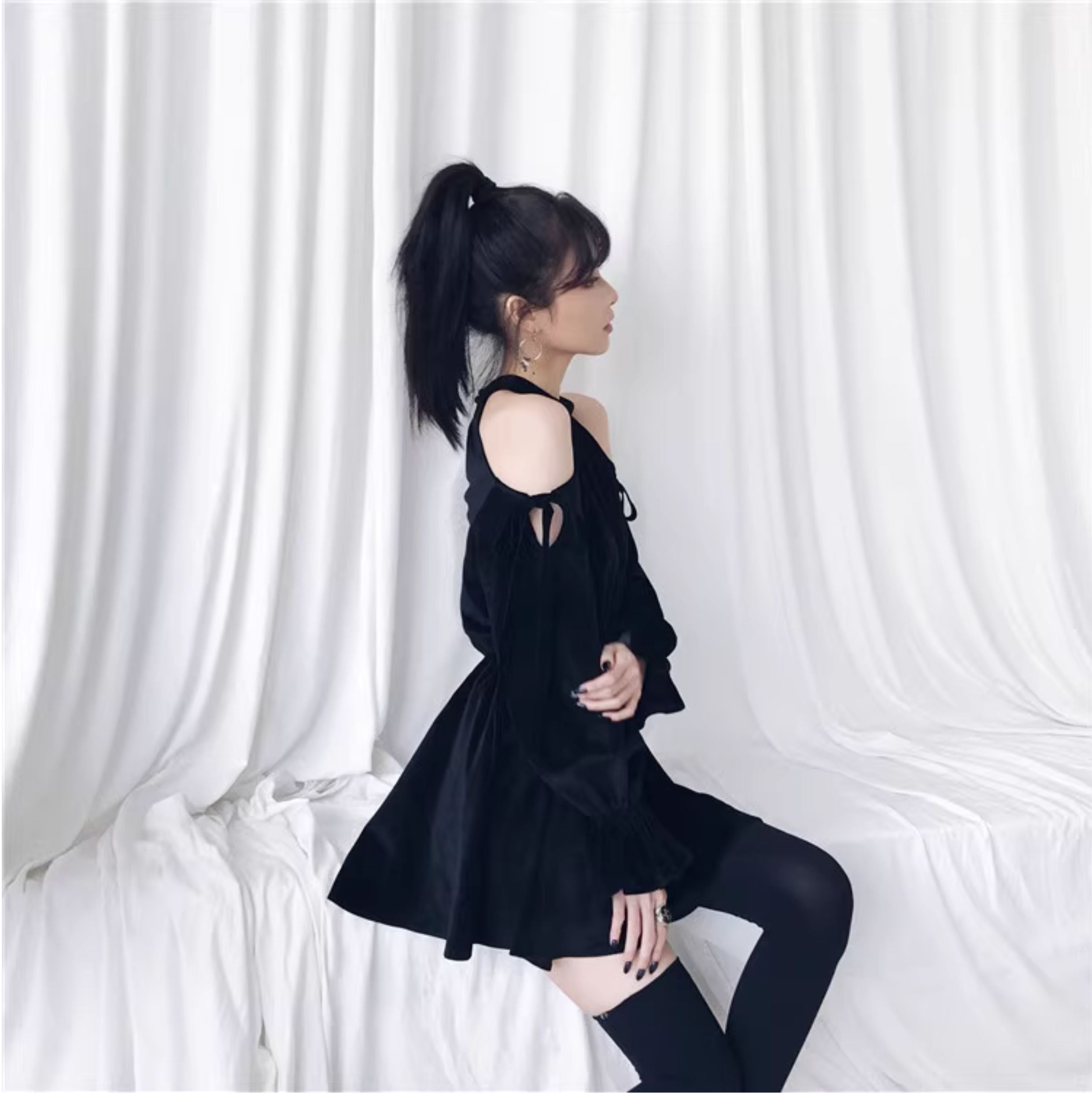 Stretch Velvet Thigh-High Socks