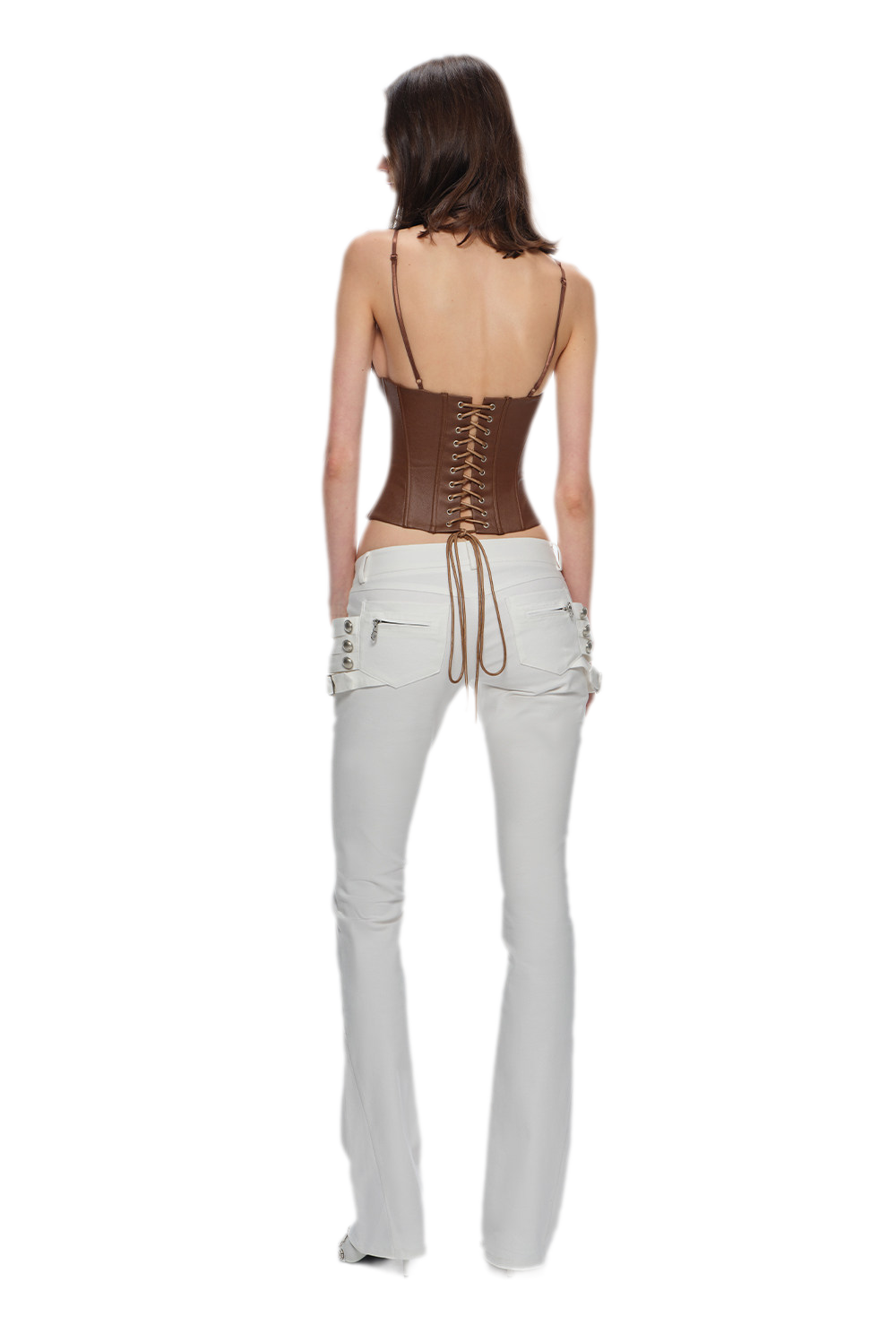 Washed Cotton Low-Rise Flare Pants